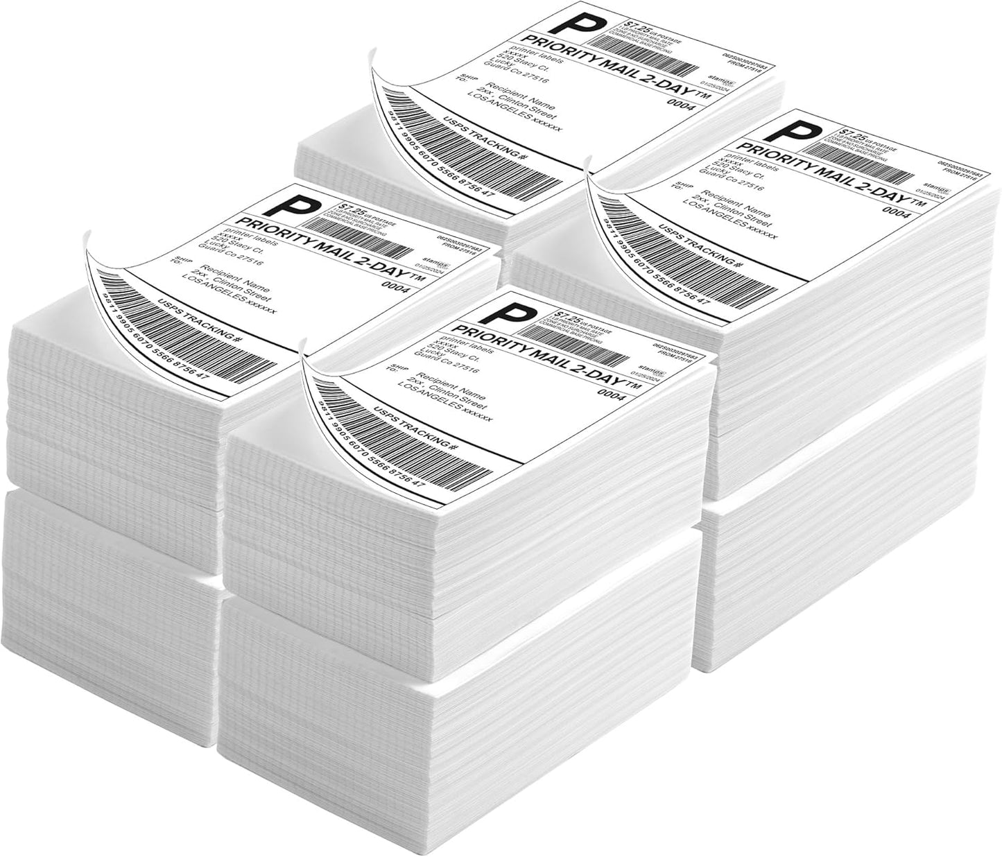 Fanfold 4" x 6" Direct Thermal Labels 4000 Thermal Printer Paper 8 Stacks Shipping Labels