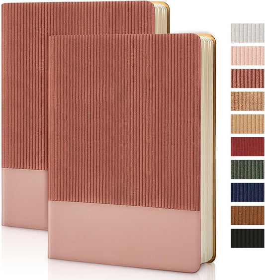 Lined Journal Notebook for Work College Ruled Note Book 5.79"x8.27"A5 PU Leather Daily Journaling 216 Pages for Women Men Writing Home School Supplies Business (A5 Lined 216pages, 2 Pack-Dark Pink 2pack)