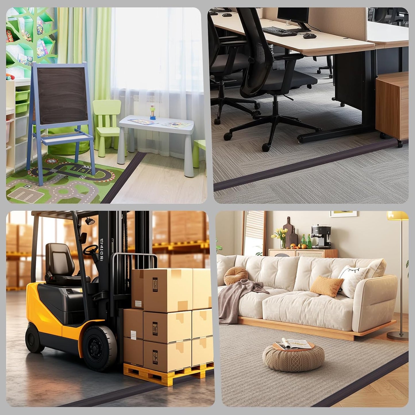 Floor Cord Cover for Wires on Floor Self Adhesive Cord Hider Floor Cable Management Wire Covers for Cords Protector Prevent Cable Trips Cord Cavity W 0.59" x H 0.31", Black Walnut, 3.3Ft