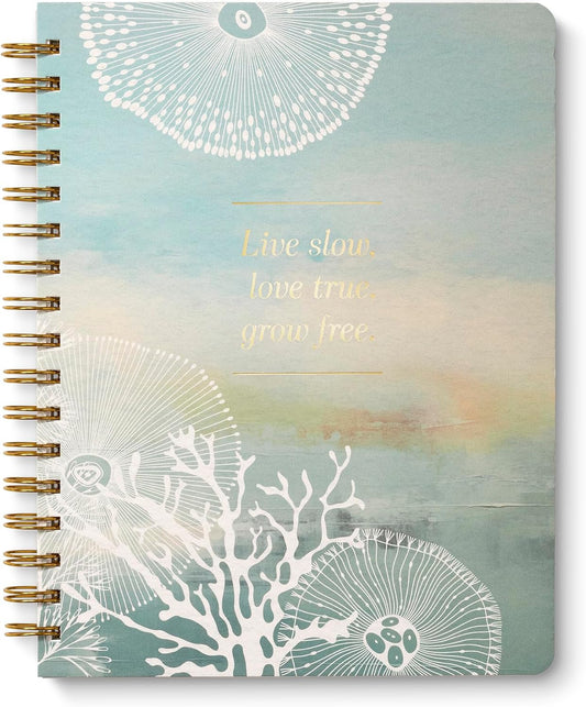 Compendium Spiral Notebook – Live Slow, Love True, Grow Free. – A Designer Spiral Notebook with 192 Lined Pages, College Ruled, 7.25" W x 9.25" H