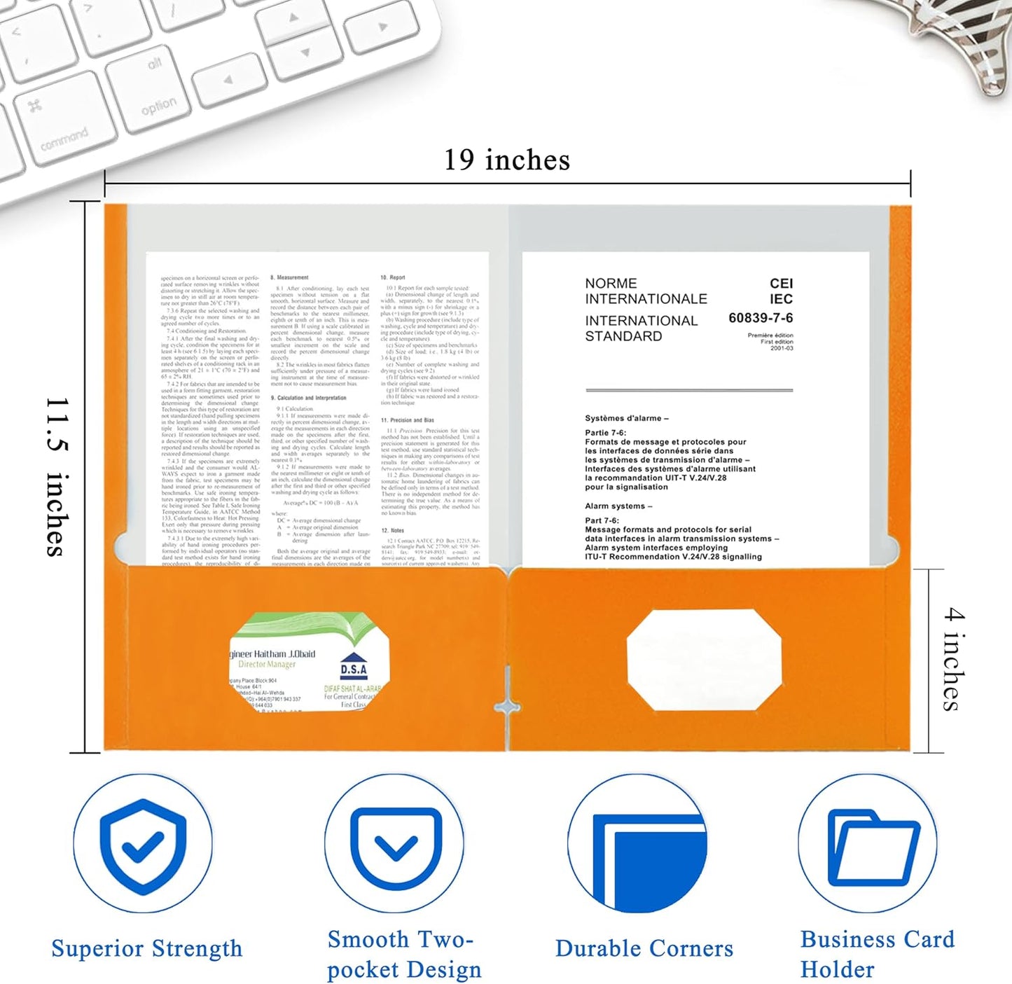 Zzrywuty File Folders with Pockets Letter Size, 25-Pack Paper Folders with Card Slot, Two Pocket Folders for School Students, Businessmen, Home and Office Workers (Orange)