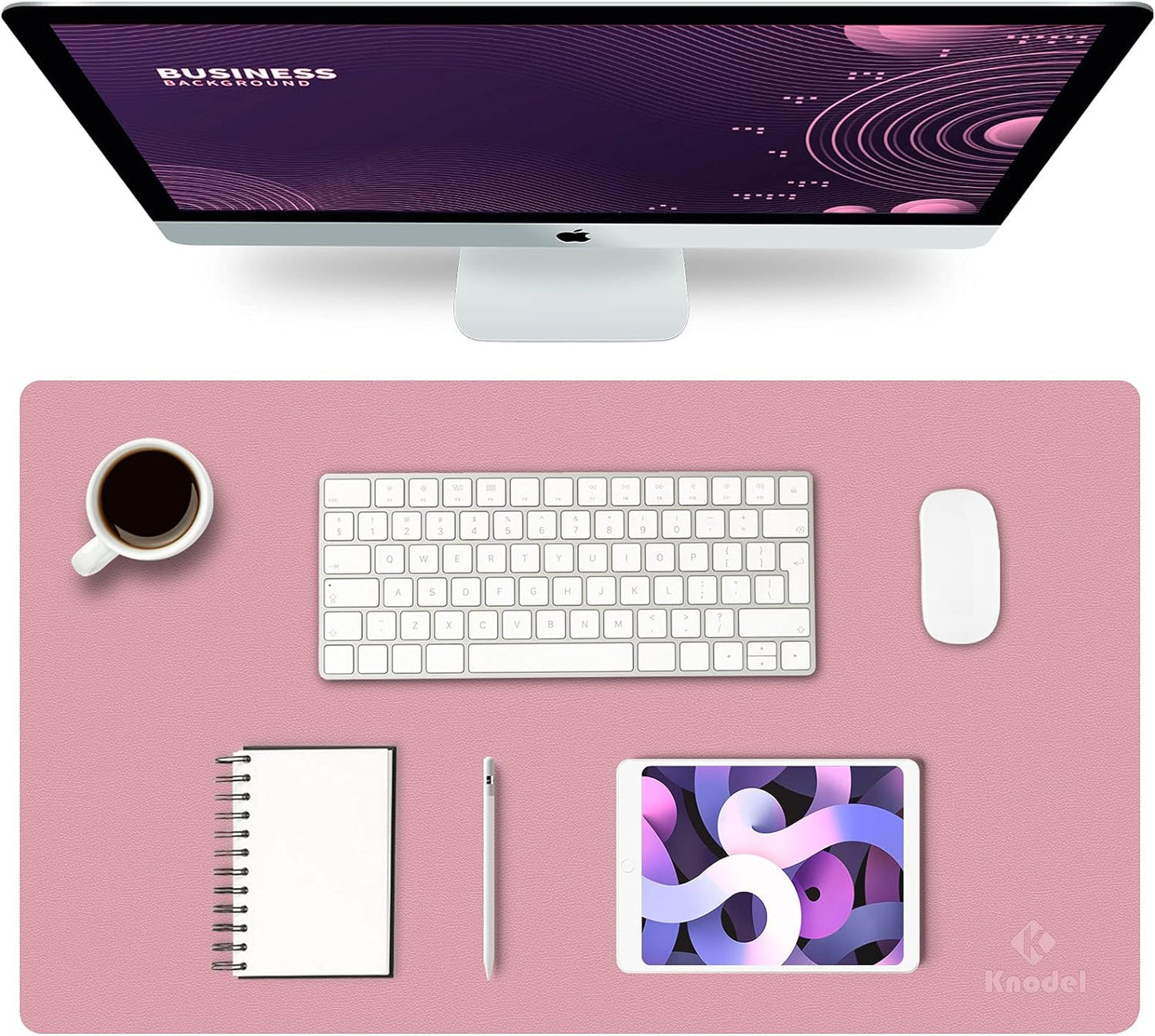 K KNODEL Small Office Leather Desk Mat, Mouse and Keyboard Pad, Computer and Laptop Mat, Desktop Protector and Cover, Writing Pad and Blotter (23.6"x13.8", Purple)