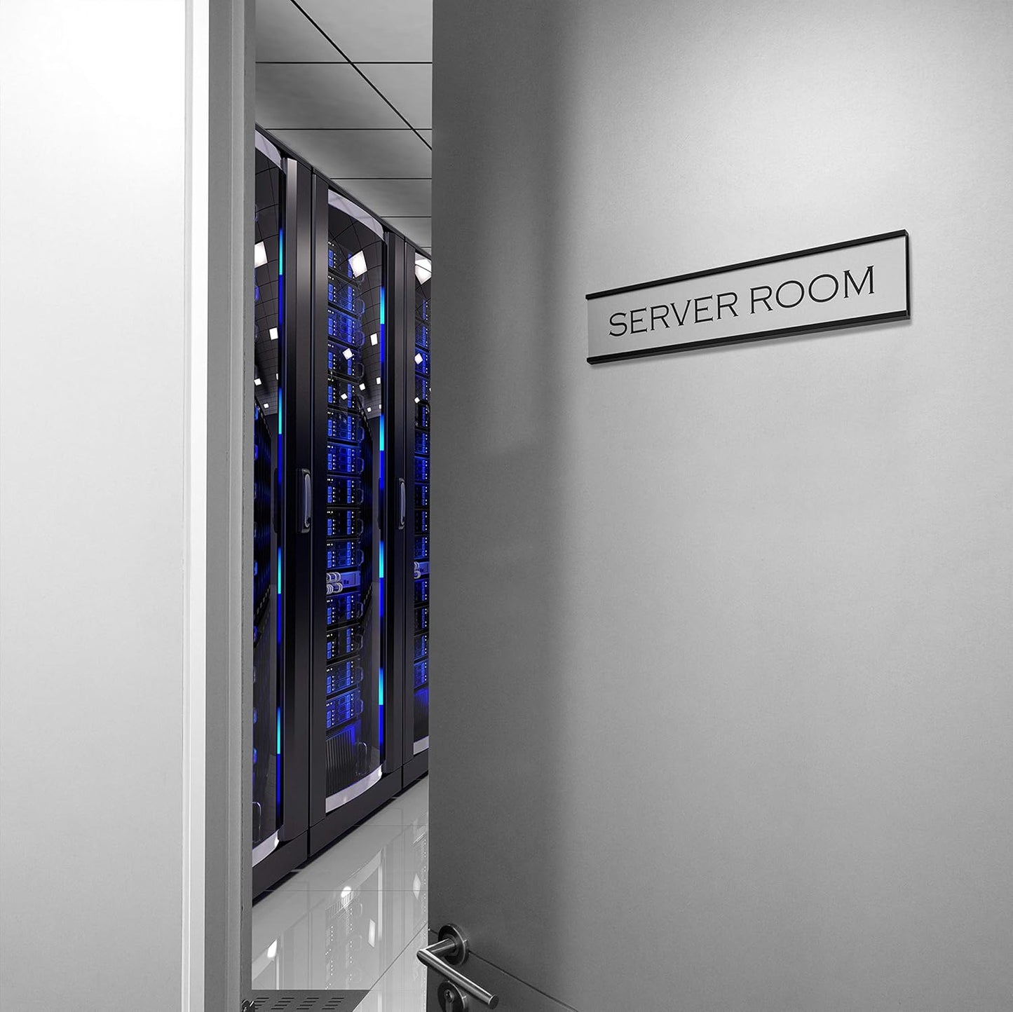 Providence Engraving Personalized Desk Name Plates - Custom Office Wall or Desk Name Plates With Aluminum Holder With Two Lines of Laser Engraved Text, 2" x 8"