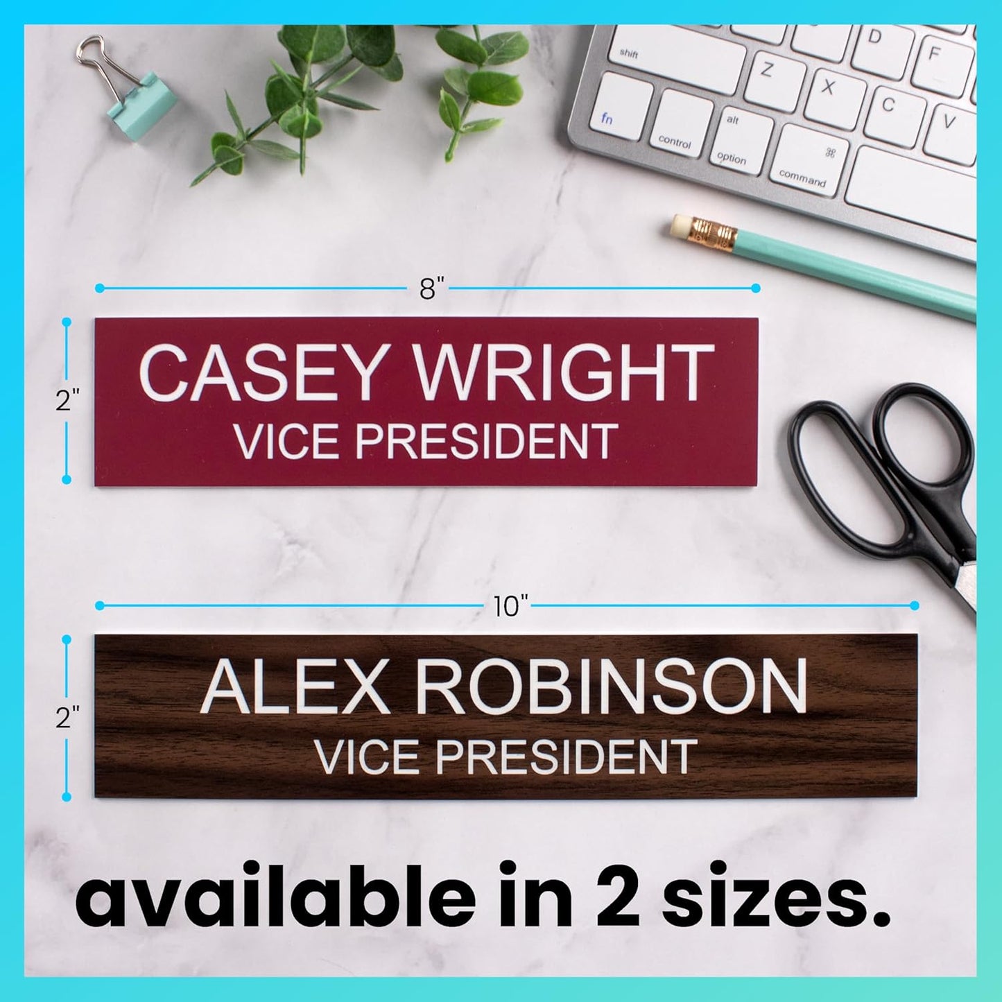 ExcelMark 2" x 10" Custom Engraved Name Plate with Square Corners