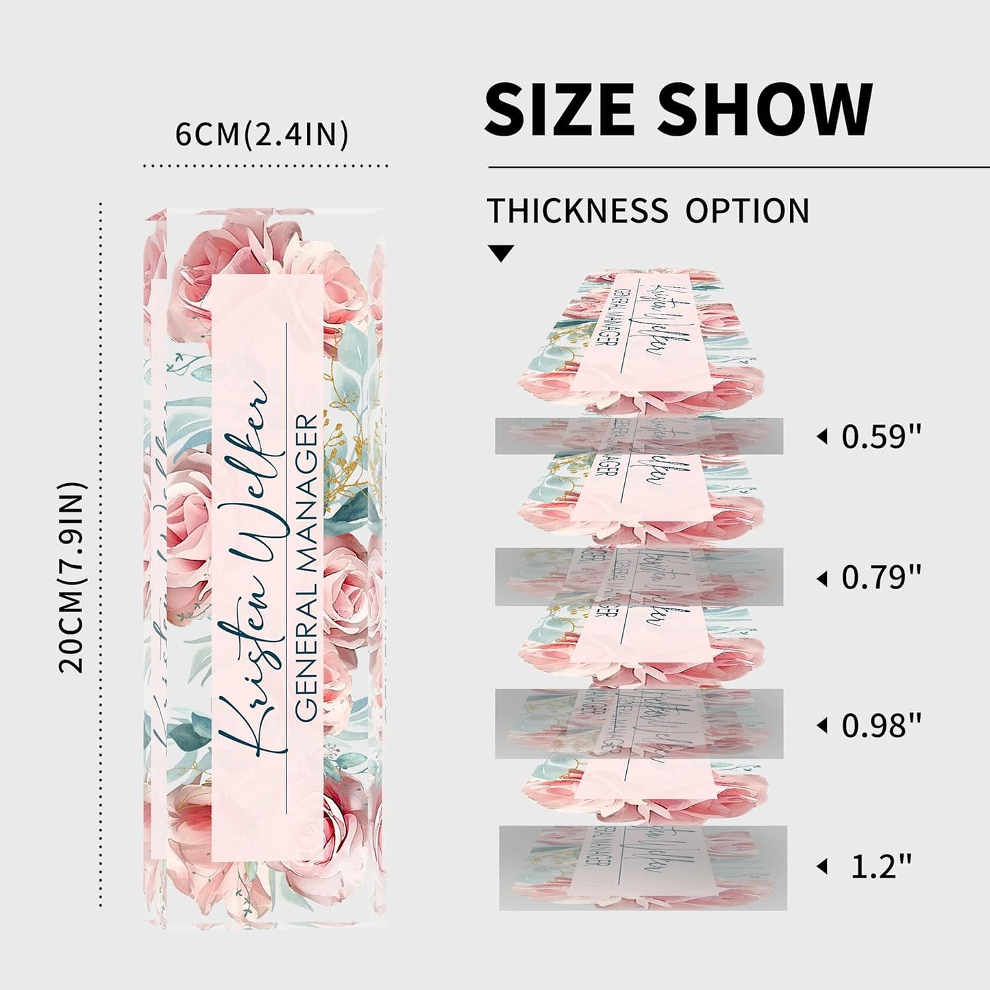 Custom Name Plate for Desk | Personalized Desk Name Plate | Personalized Boss Employee Appreciation Gifts | Acrylic Name Plate Office Desk Accessories (C-Pink Rose)