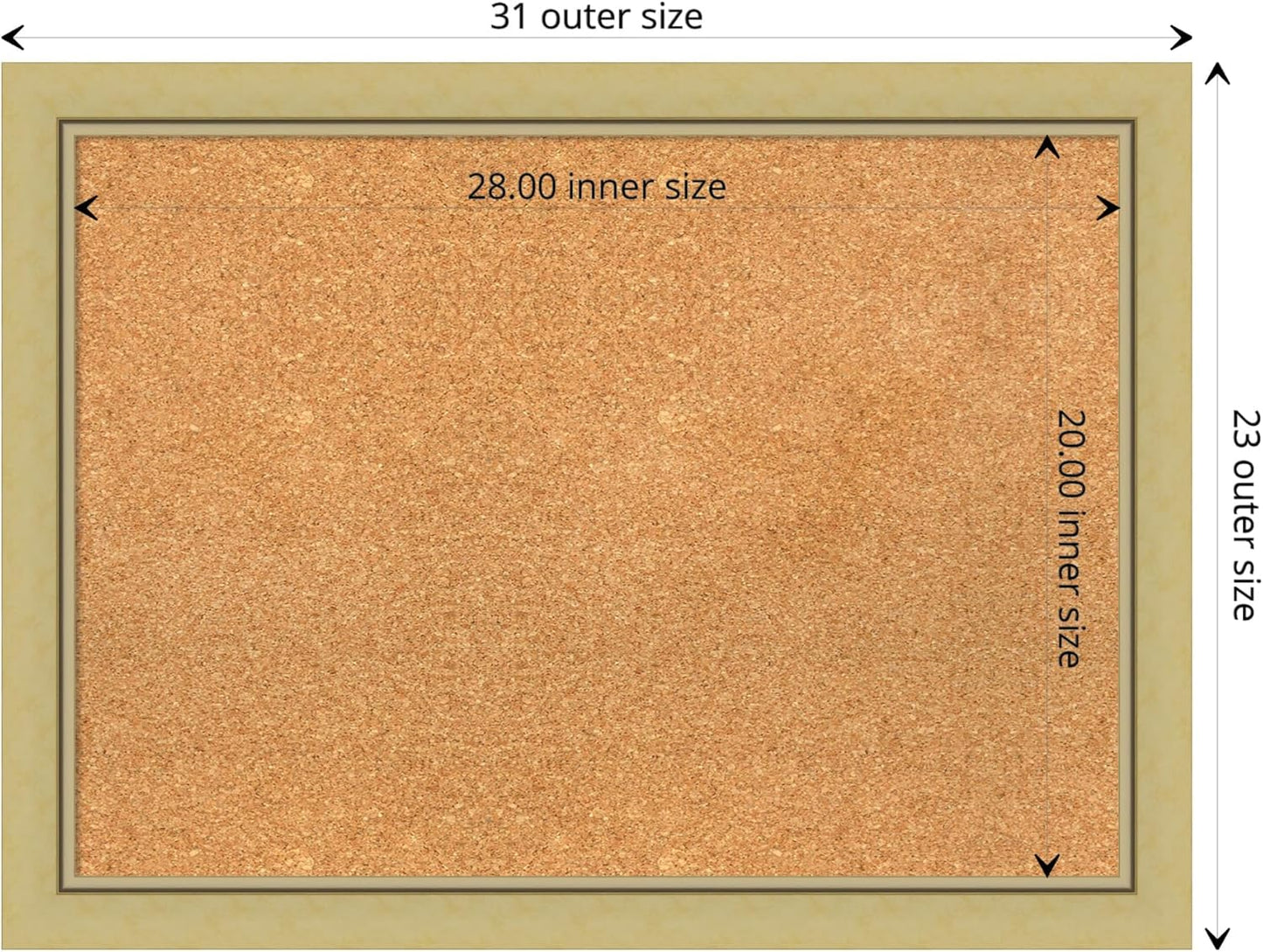 Amanti Art Natural Cork Board for Wall, 23x31 Vision Board with Gold Frame, Medium Corkboard Office Decor for Home Organization, Casual Corkboard Pinboard to display items for home organization