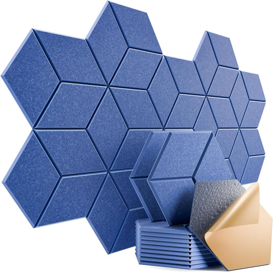 12 Pack Self-adhesive Acoustic Panels 12" X 10" X 0.4" - Sound Proof Foam Panels with High Density, Y-Lined Design, Flame Resistant, Absorb Noise and Eliminate Echoes(Sky Blue)