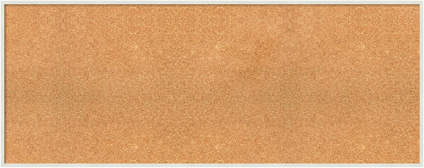 Amanti Art Natural Cork Board for Wall, 19x47 Vision Board with White Frame, Oversize Corkboard Office Decor for Home Organization, Modern Corkboard Pinboard to Display Items for Home Organization in