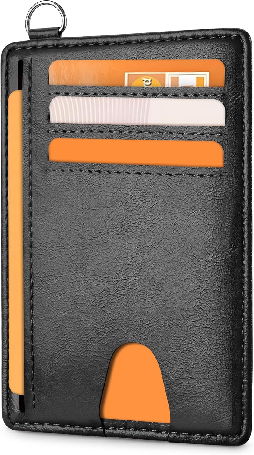 Mayski Slim Wallet, Credit Card Holder for Women, Minimalist Front Pocket RFID Blocking Card Cases, Small Wallet Women Men(Oiled Wax Black)