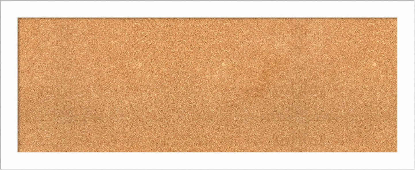 Amanti Art Natural Cork Board for Wall, 19x47 Vision Board with White Frame, Oversize Corkboard Office Decor for Home Organization, Casual Corkboard Pinboard to Display Items for Home Organization in