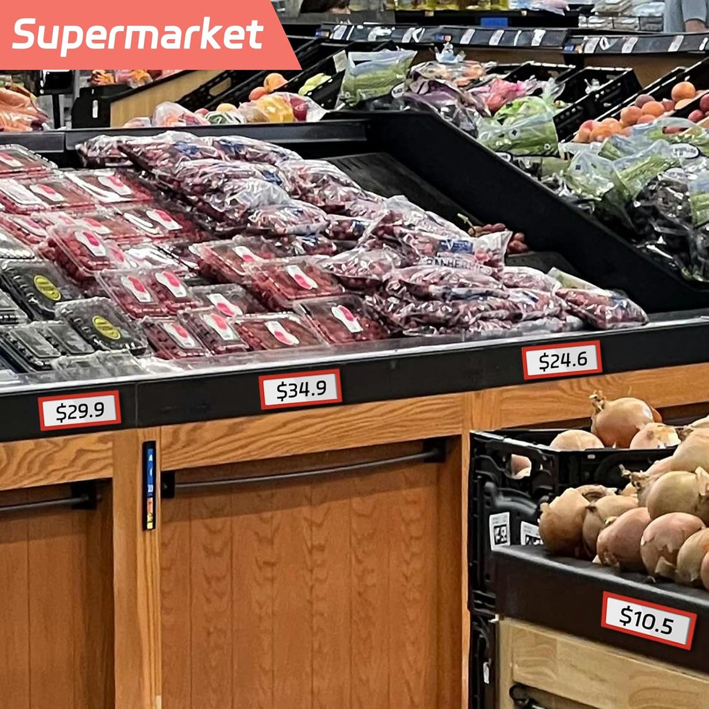 20Pcs Magnetic Plastic Label Holder 1.5x4 inch for Supermarket Store Price Tag Metal Shelf File Storage Cabinet Drawer Label Tag Resuable with 8 Color Chalk Makers, 20Pcs White Paper (Red)