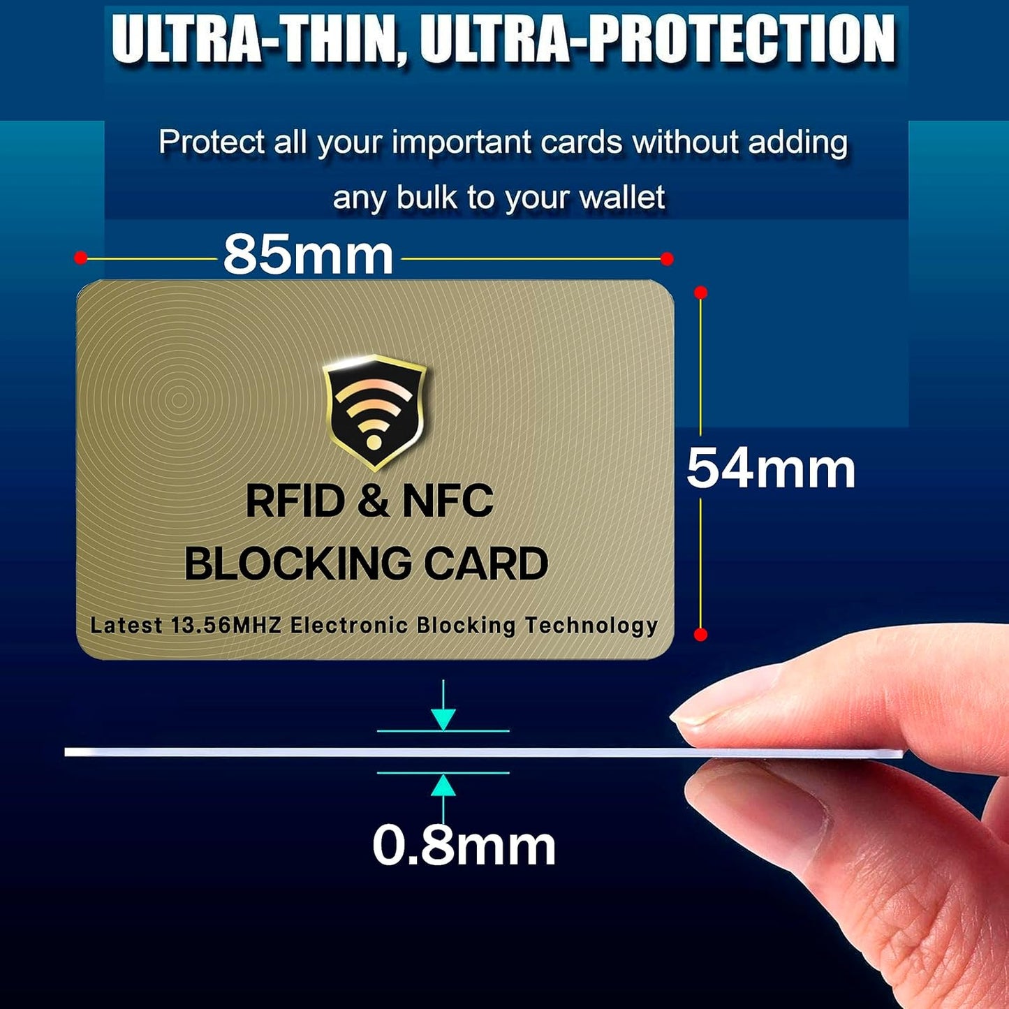 SaiTech RFID Protected Cards, Golden 10 Pack: Entire Wallet Purse Shield For Men & Women, NFC Contactless Bank Debit Credit Card Protector ID ATM Guard