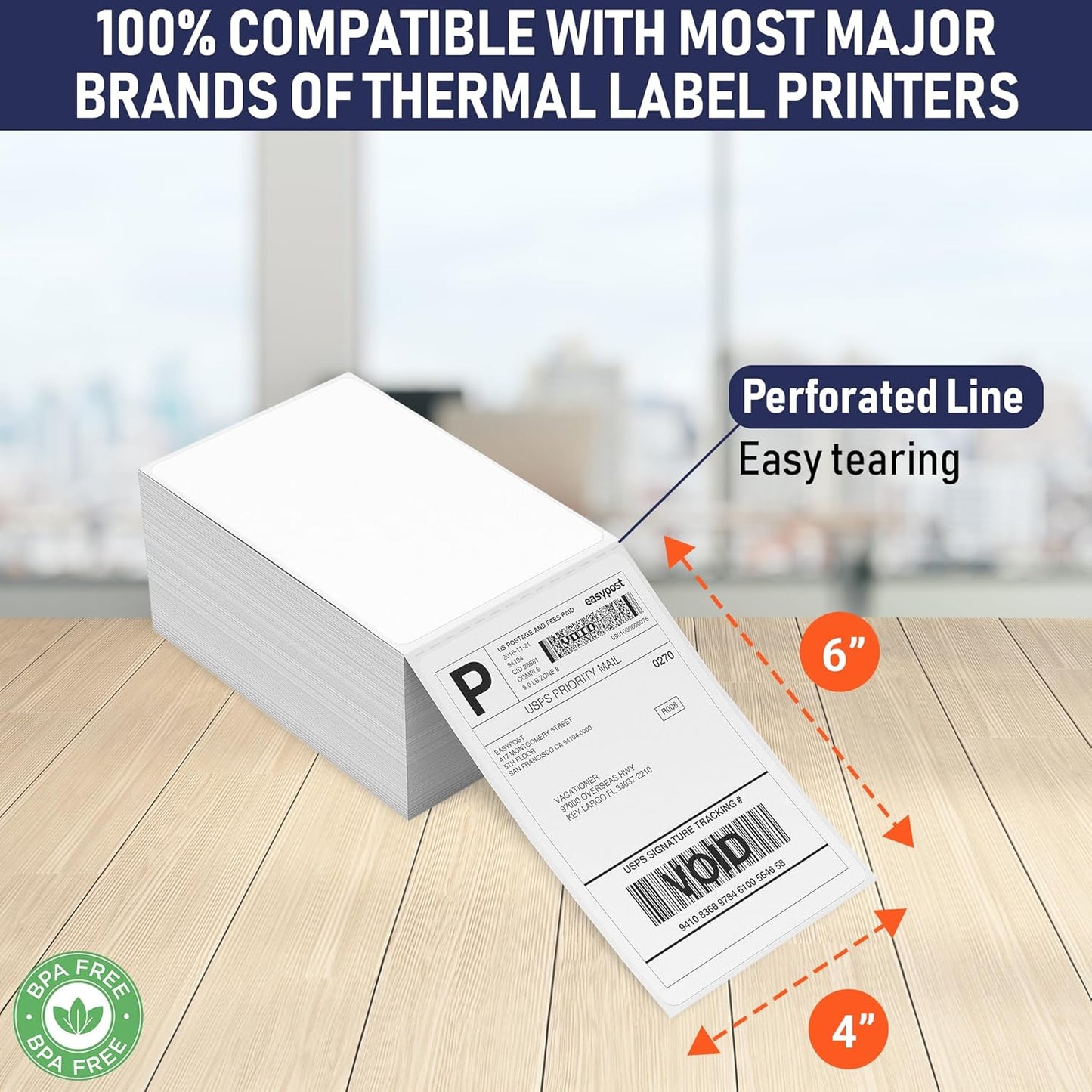Thermal Shipping Labels 4x6, 500 Fan-Fold and Perforated Two Pack, Commercial Grade with Permanent Adhesive, Direct Thermal Printer Label Compatible with Zebra, Rollo, iDRPT, Polono, MUNBYN, Elton
