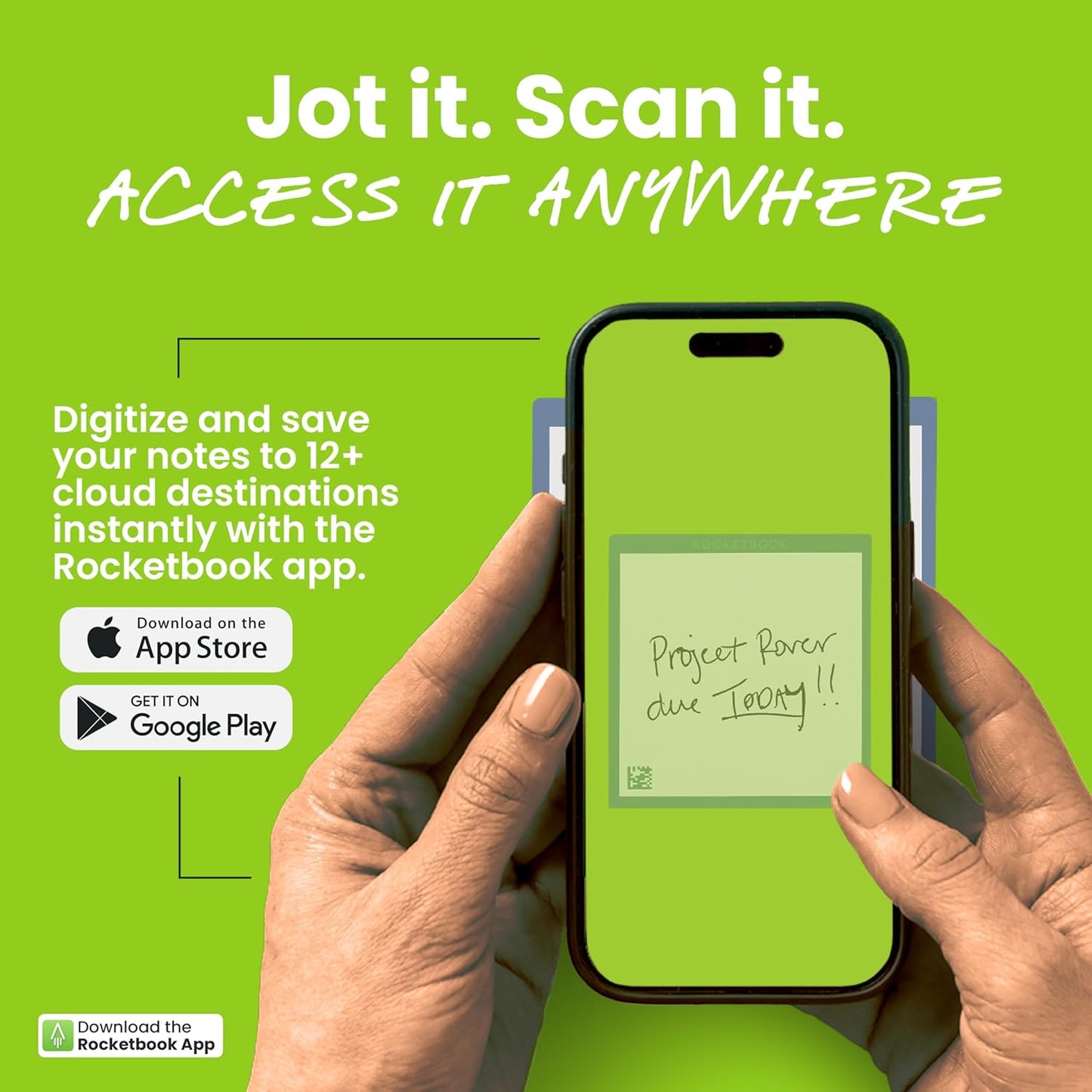 Rocketbook Reusable Sticky Notes with Storage Case, Pen, and Towel Included, 3"x3", 31 Sheets - Dotted Paper, App-Connected, Erasable, Reusable Adhesive, Ideal for to Do Lists and Reminders