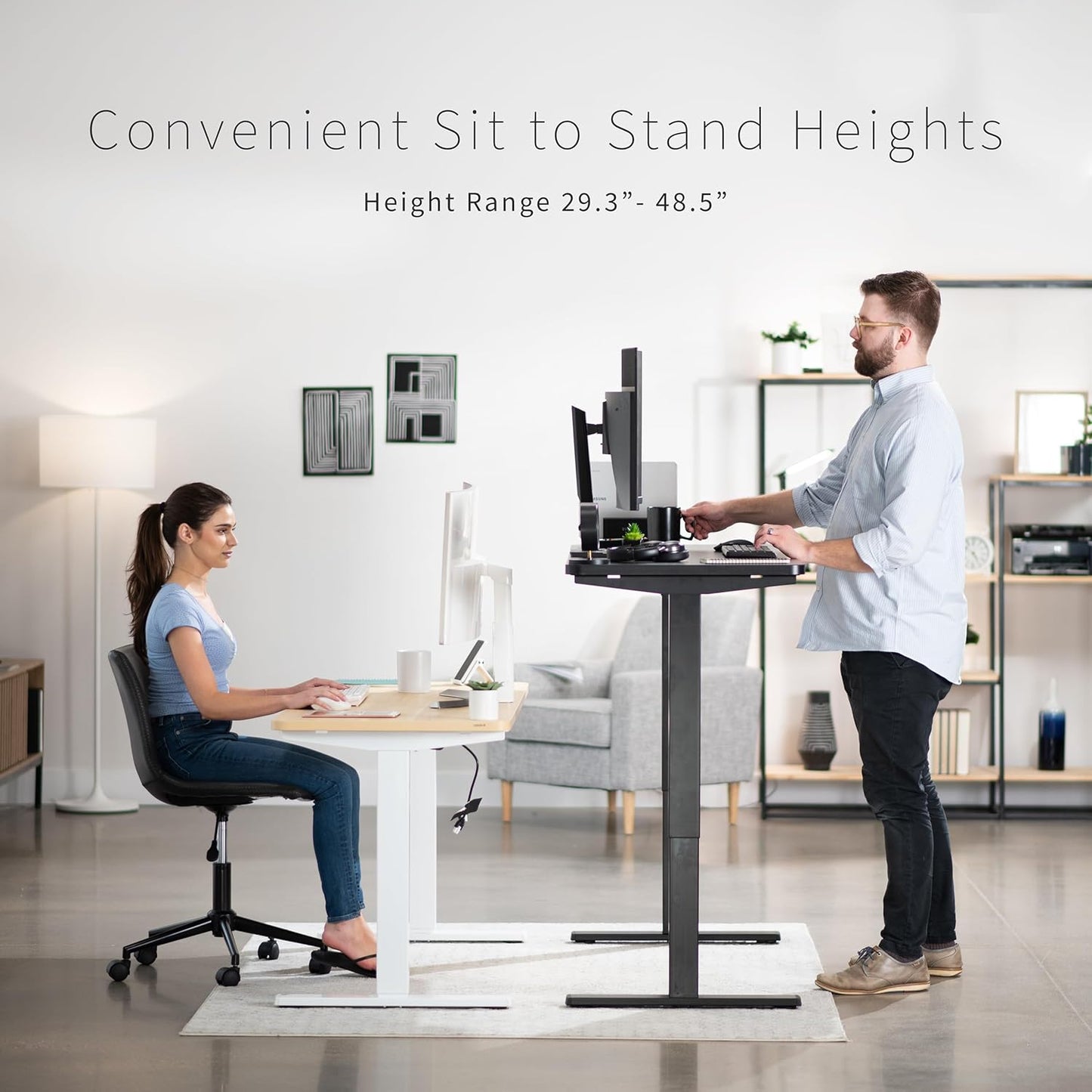 VIVO Electric 60 x 24 in Standing Desk, Memory Height Adjustment, 1B Series, One-Piece Black Top, Black Frame, DESK-KIT-1B6B