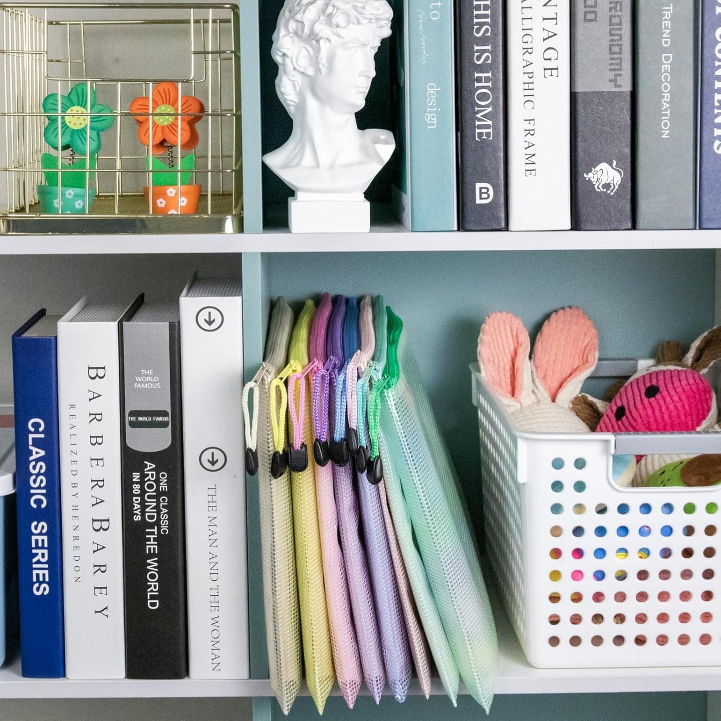 Smarpau 32PCS Mesh Zipper Pouch Bags, A4 Size 13.3" x 9.4" Zipper Pouches for Organizing, Large Waterproof Mesh Bags for Board Game Storage, Letter Size File Bags for Travel Home Office Supplie