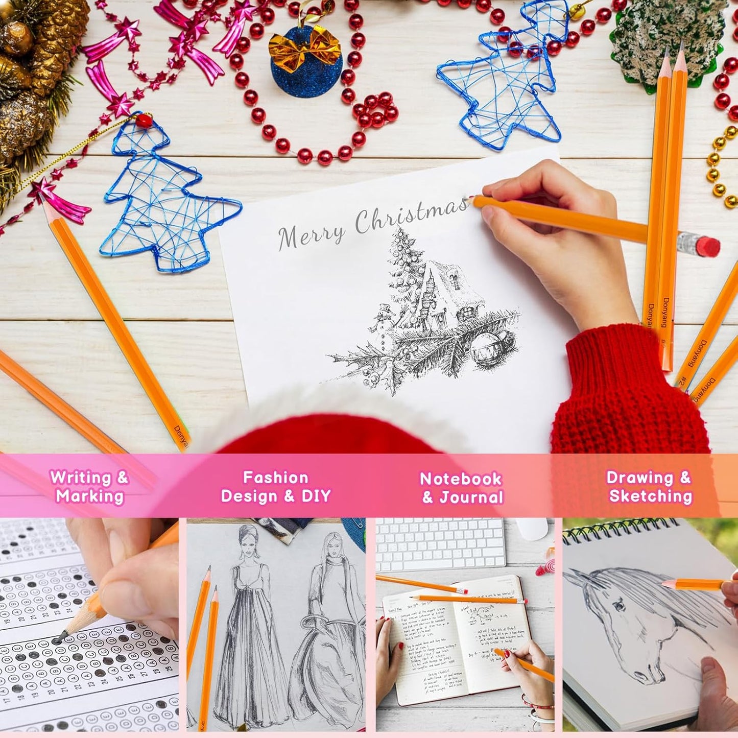 Donyang 600 Pack #2 HB Pencils Bulk, Pre-Sharpened with Erasers, Back to School Supplies, Teacher Supplies Office Essentials Accessories, Number 2 HB Yellow Pencils for Writing, Drawing and Sketching