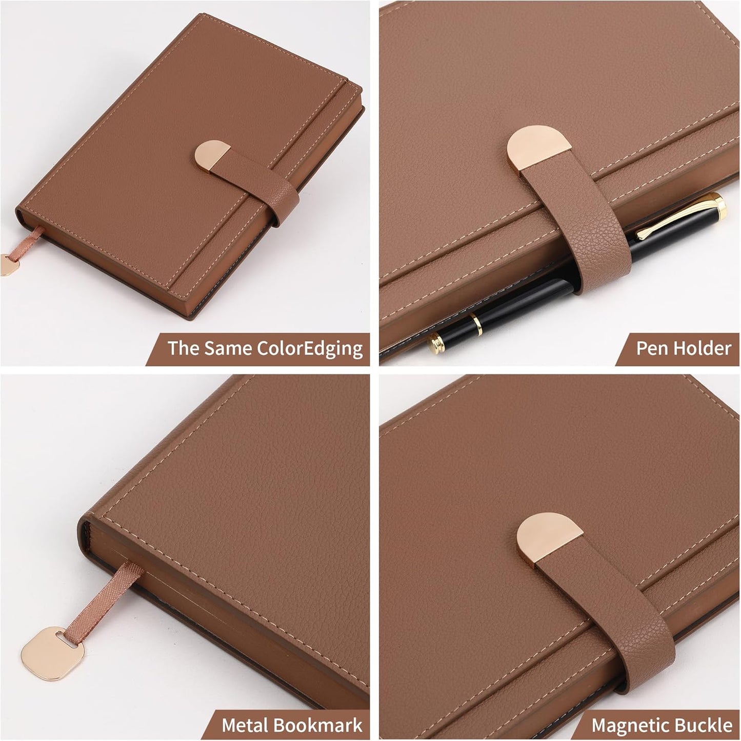 Textured Hardcover Lined Journal for Women Men Magnetic Buckle A5 Leather Journal Notebook with Gift Box 300 Pages 67 lb./100 gsm Paper College Ruled Journaling Notebook for Writing Work School Daily Diary