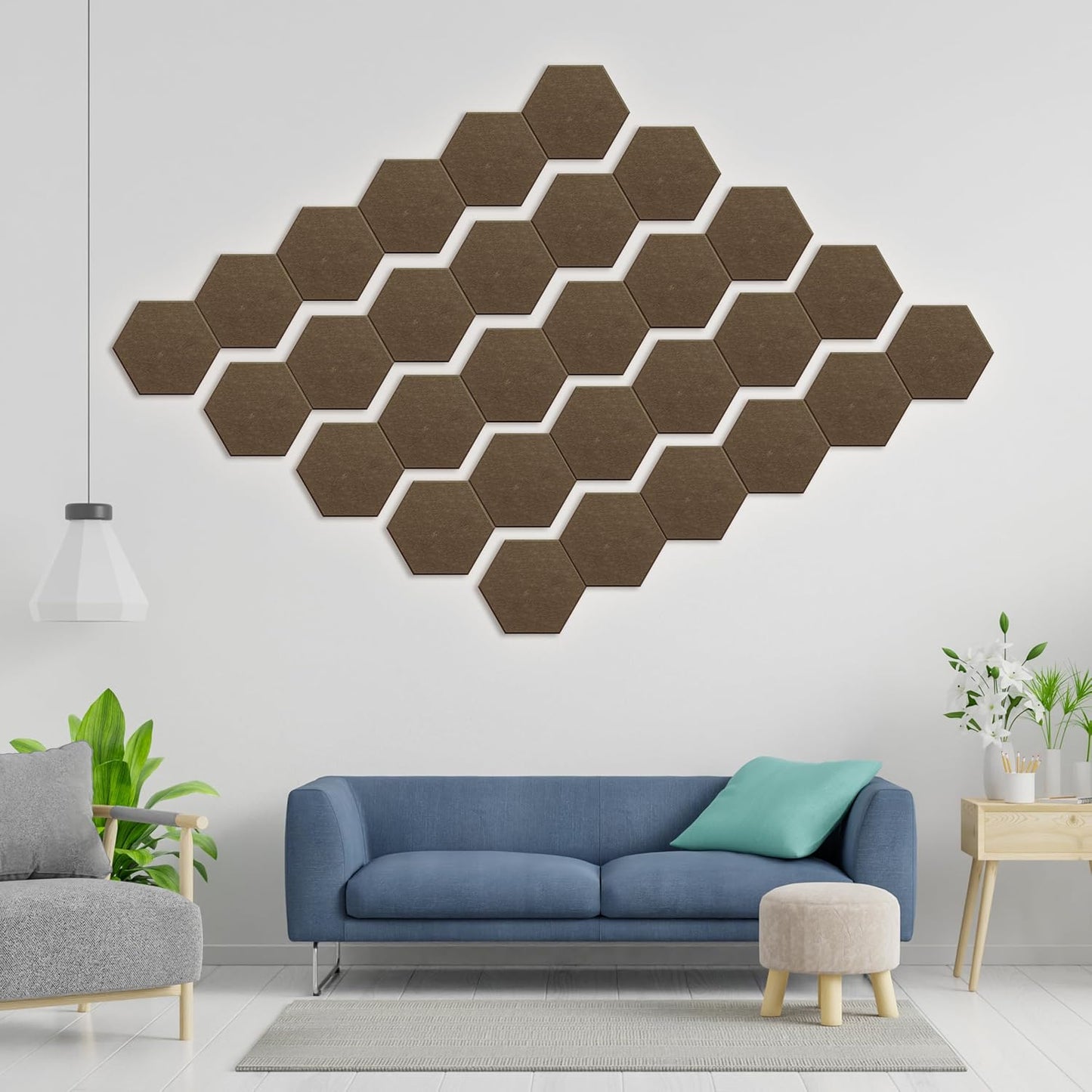 Hexagonal Acoustic Panels-18 Pack High-Density Sound Absorbing Panels 12"X10"X0.4" for Enhanced Noise Reduction, DIY Design, Idea for Studios, Offices, and Home Theaters(Coffee Brown)