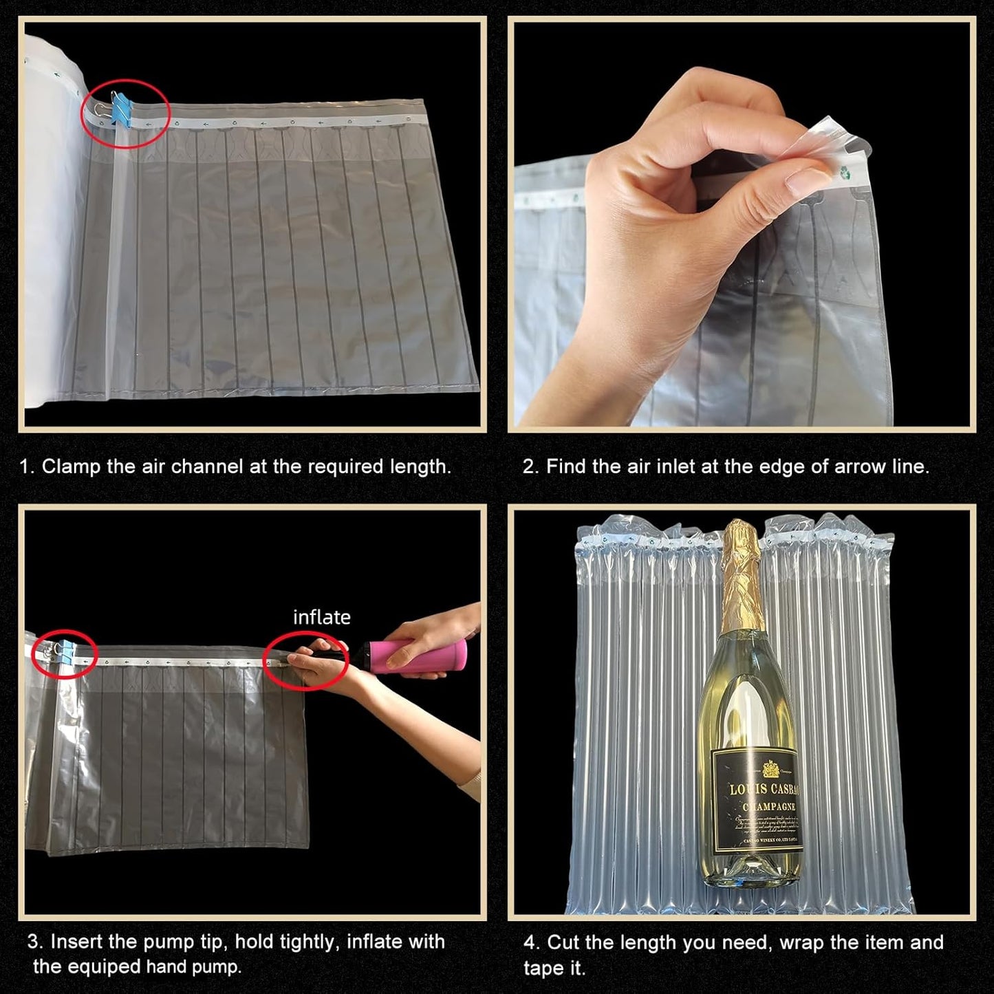 Large Bubble Cushioning Wrap for Packing 12"x164'，Inflatable Air Pillows for Shipping & Moving Bottle Travel Protector Bags Heavy Duty Space Saving Box Filler Shipping Supplies with Pump, 55um