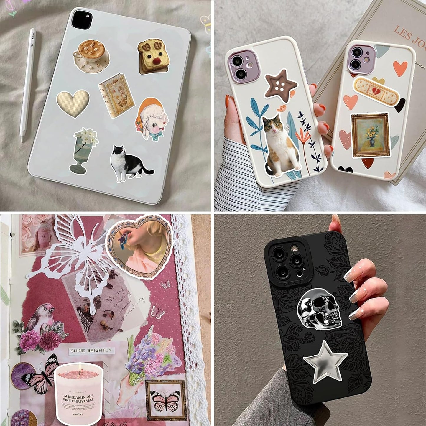 480 Pcs Vintage Aesthetic Stickers for Scrapbooks Laptop Water Bottles Skateboard Notebooks Phone Kindle, Cute Vinyl Stickers for for Kids Teens Adults Girls