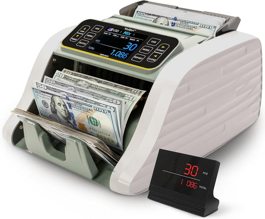 KOLIBRI Money Counter Machine, KBR-500 Mixed Denomination | Business Grade w/Advanced IR/UV/MG/MT/Counterfeit Detection, Multi-Currency (USD CAD MXN GBP EUR)