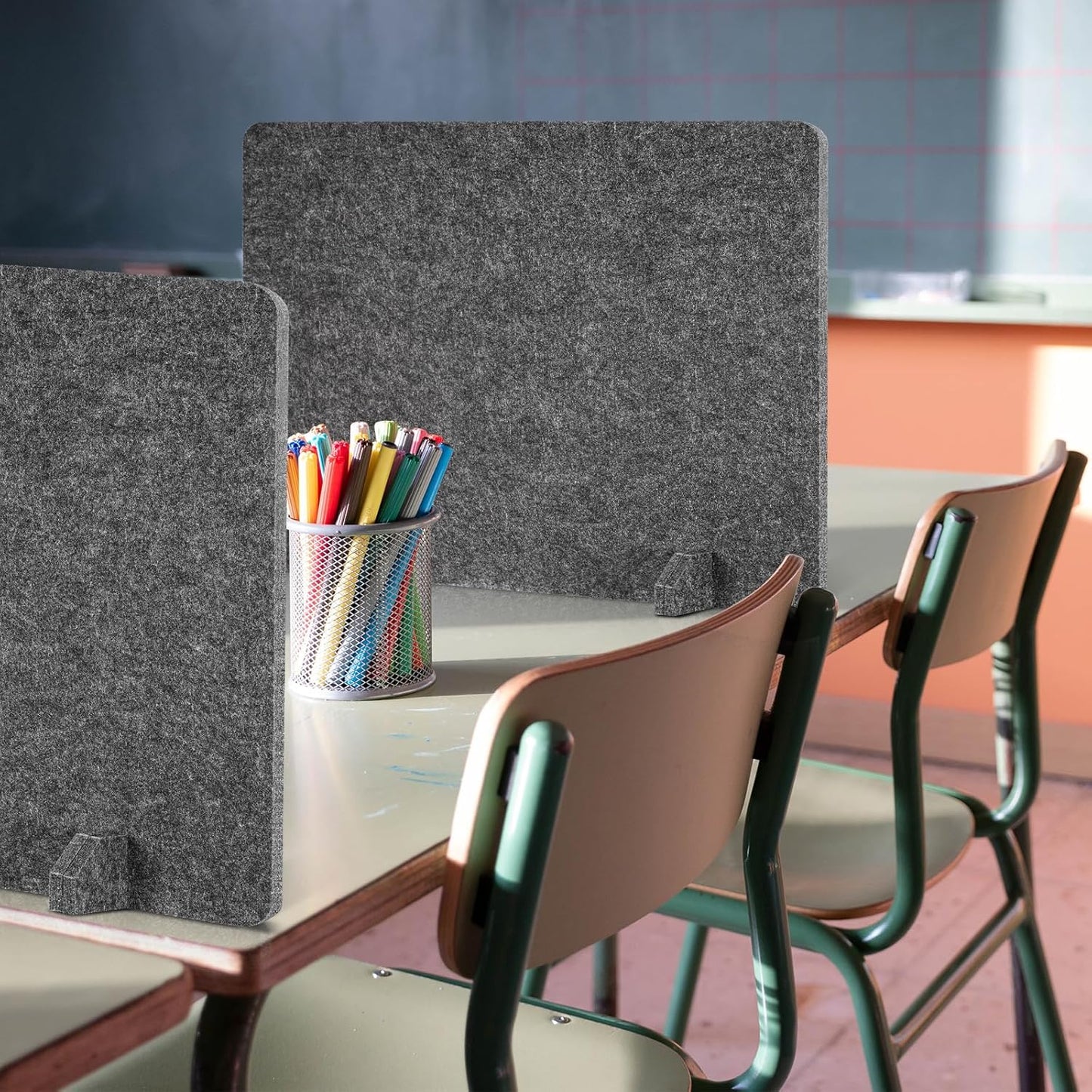 2 Pack Acoustic Desk Dividers - 24" x 20" Freestanding Privacy Panels Set with Noise - Reducing Design Cubicle Sound Proof, Ideal for Office, Classroom, and Home (Dark Gray)