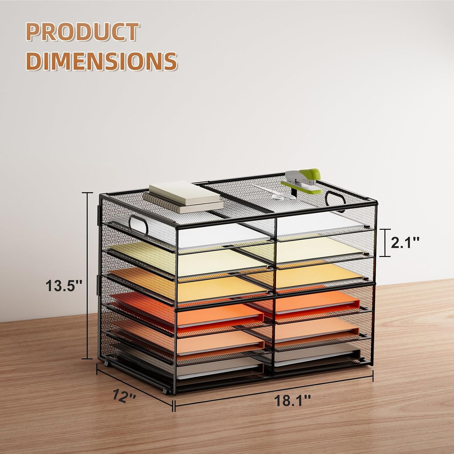 Marbrasse 7 Tier Desktop Literature Organizer, Mesh Paper Organizer Desk Organizers, File Sorter Mail Center Paper Storage Cabinet Classroom Keepers Mailbox for Office Home School, Black