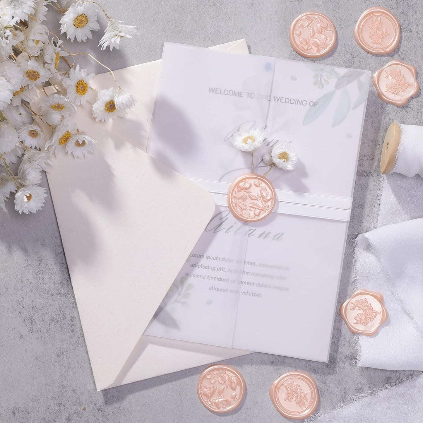 UNIQOOO Wax Seal Stickers - (3 Designs in 1 Pack) Wedding Invitation Envelope Seal Stickers, 60 Pcs Self-Adhesive Stickers, Perfect for Invitation, Christmas, Gift Wrapping