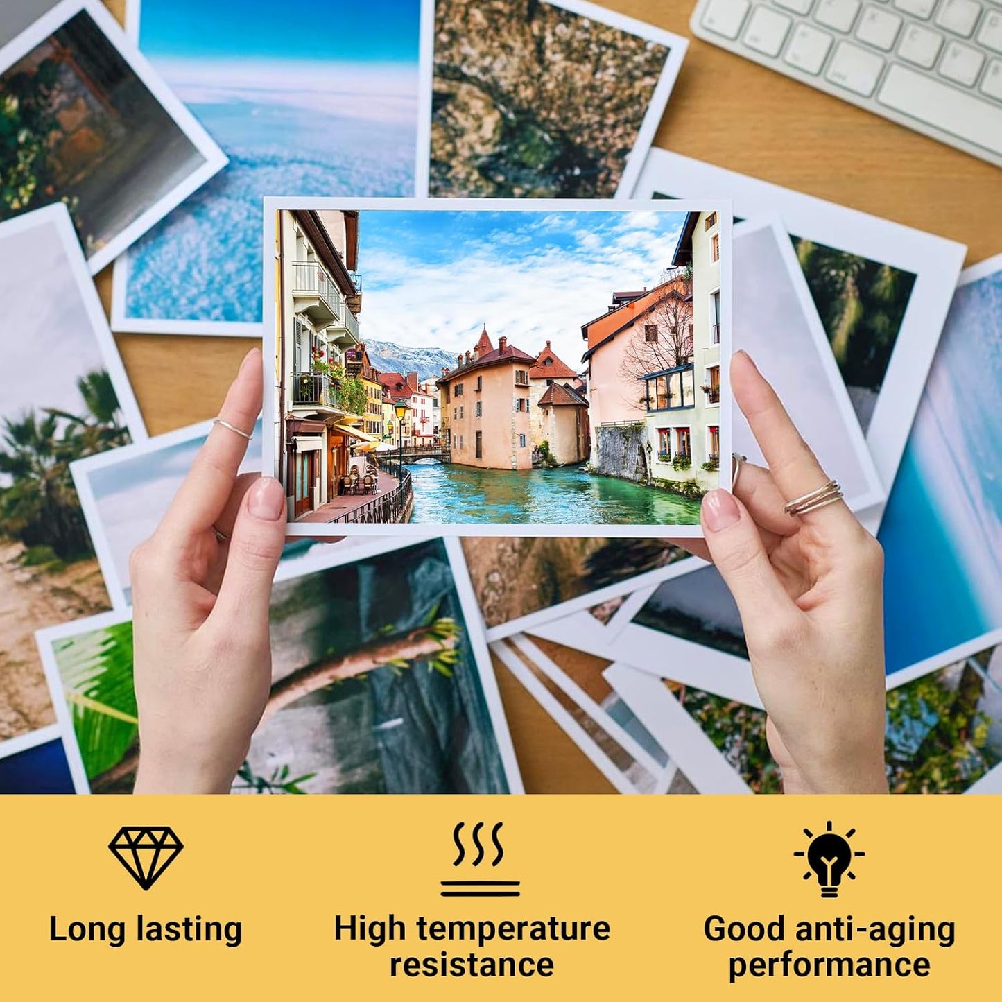 TECKWRAP Glossy Photo Paper 8.5" x 11", Inkjet Photo Paper 260gsm/69lb, Works with Inkjet Printer, Instant Dry, 20 Sheets, Professional Standard