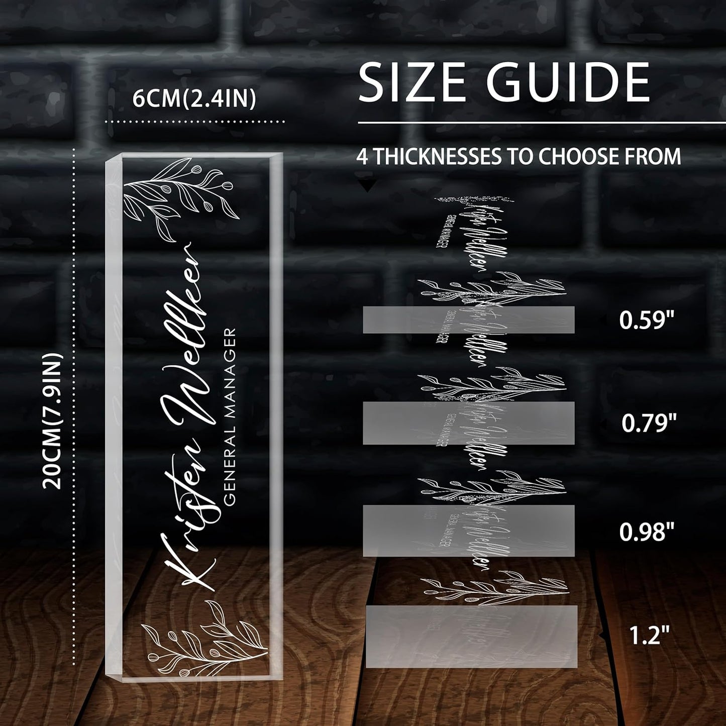 Custom Office Name Plate for Desk, Desk Name Plate Personalized, Personalized Gifts for Women, Appreciation Gifts for Employee Coworkers Boss Teacher, Office Accessories (Engrave Leaves)