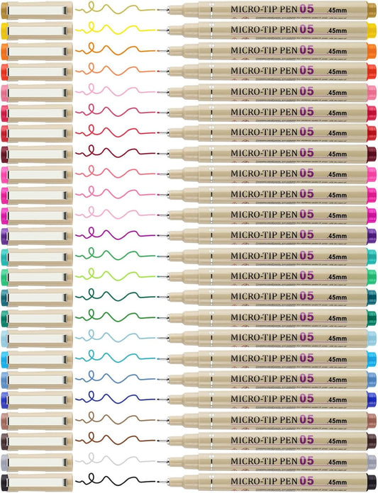 [24 Colors] 05 Micro, Fineliner Pen Set Ink, Fine Point Pen,Multi-liner, Sketching, Anime,Artist Illustrating/Technical Drawing, Office Documents…