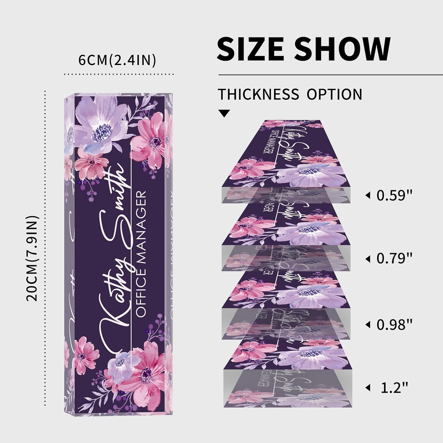 Personalized Name Plate for Desk, Custom Desk Name Plate, Acrylic Name Plate Office Desk Accessories, Personalized Office Gifts for Coworkers Teachers, Employee Appreciation Gifts (B-Watercolor)