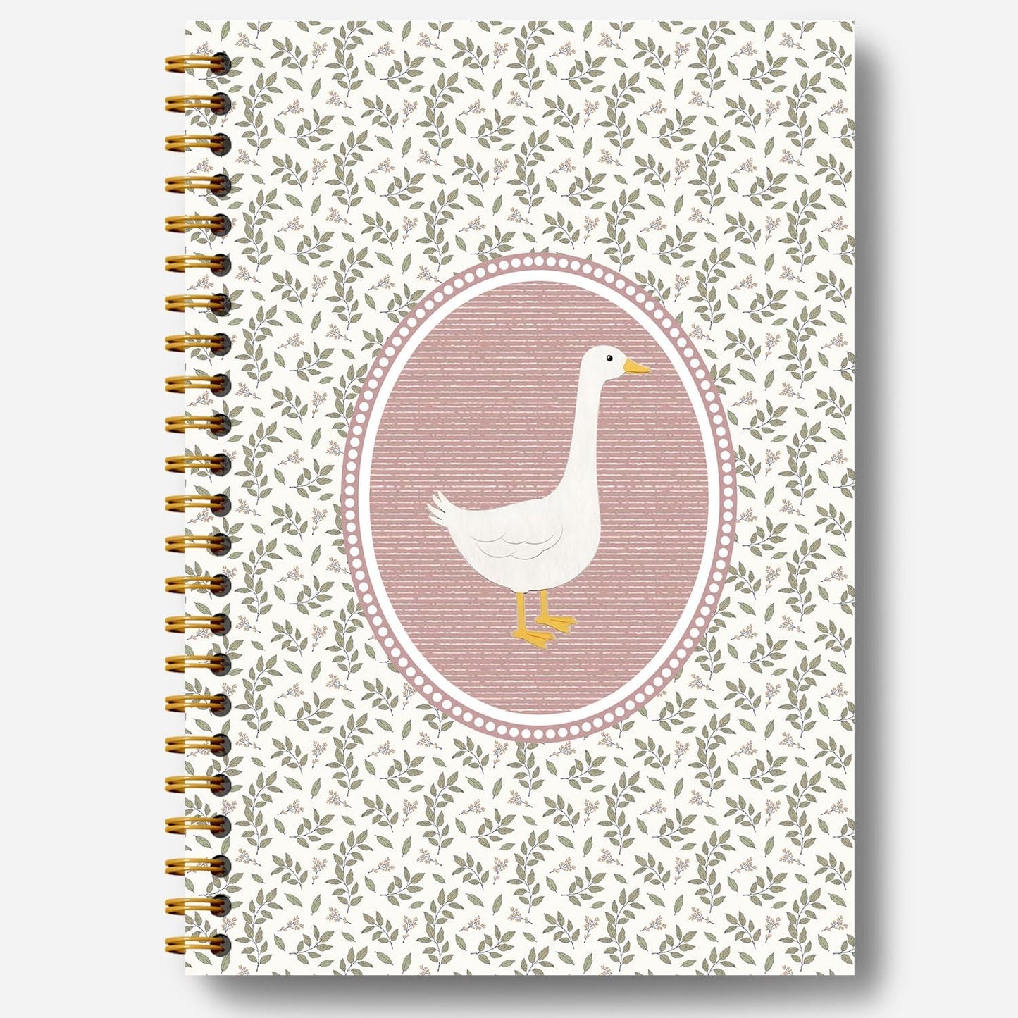 Guymn Vintage Pink Floral Goose Notebook, Cottagecore Botanical Goose Journal for Kids Girls, Geese Animal Lover Gifts Hardcover Spiral Notebooks Journals 5.5x8.3 Inch