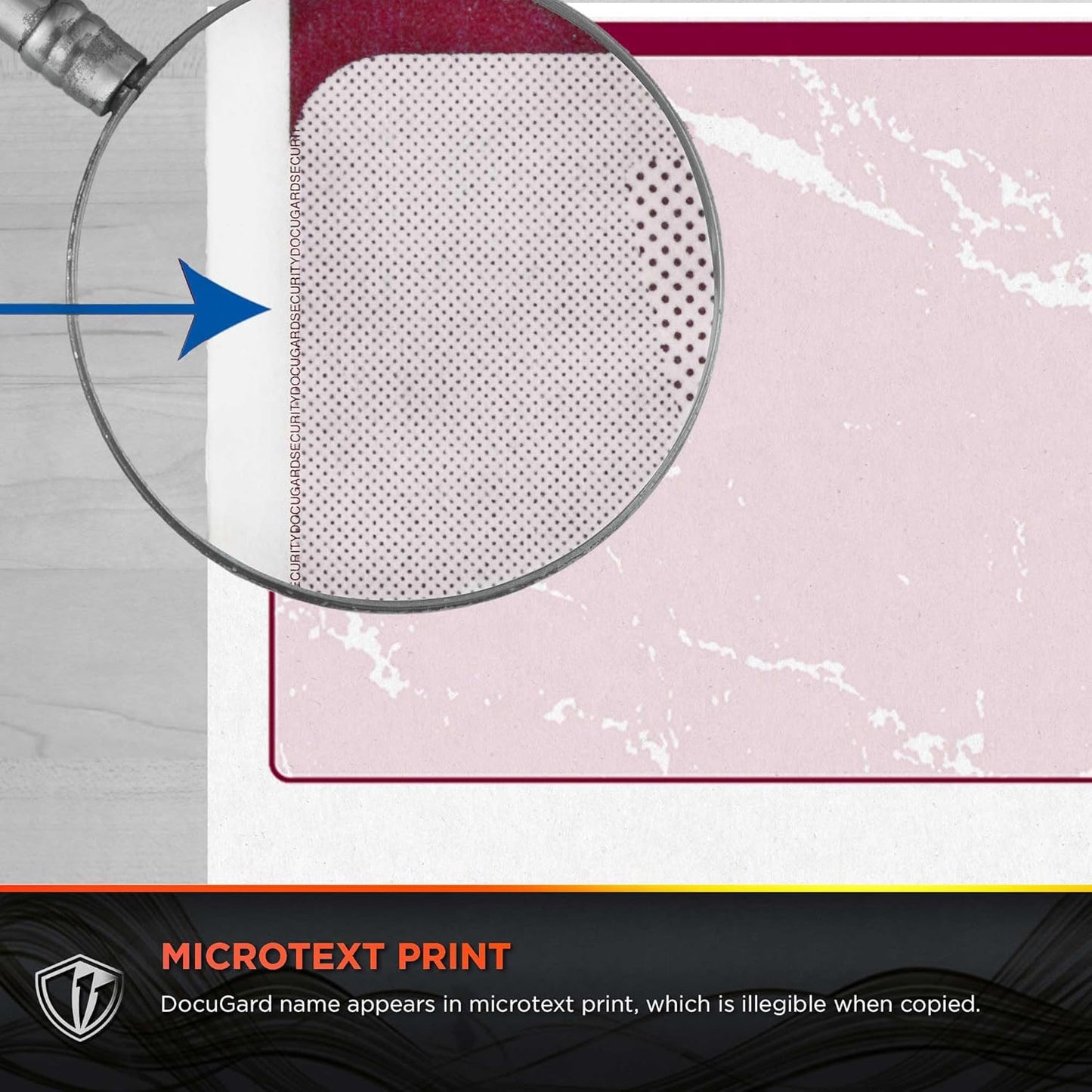 DocuGard Standard Burgundy Marble Middle High Security Check Paper - Laser/Inkjet Printer Compatible - 11 Security Features - 500 Blank Business Checks (04511)