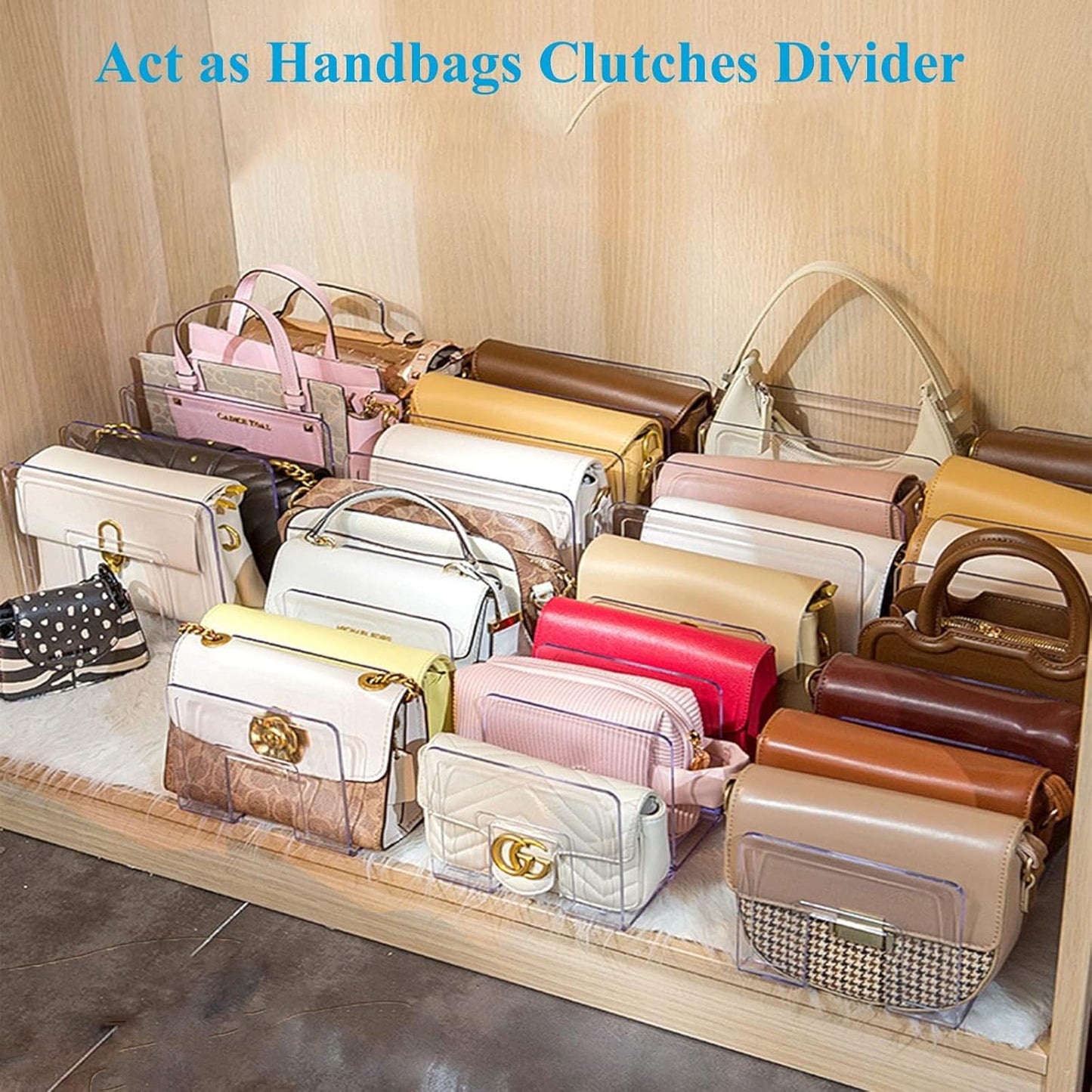 Marte Vanci Clear Acrylic File Sorter, Sturdy Desk File Organizer Shelf Book Holder Purse Handbag Clutch Divider File Folder Rack for Letter Cookbooks Home Office Kitchen Supplies 4 Sections (2 Pcs)