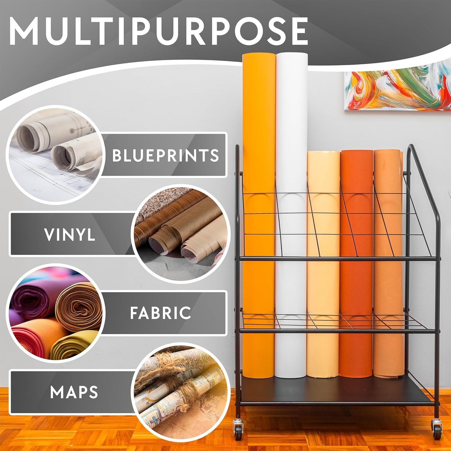 Blueprint Holder Storage Organizer - Blueprint Storage Rack with 20 Compartments - Blue Print Storage Organizer for Posters, Maps, Papers