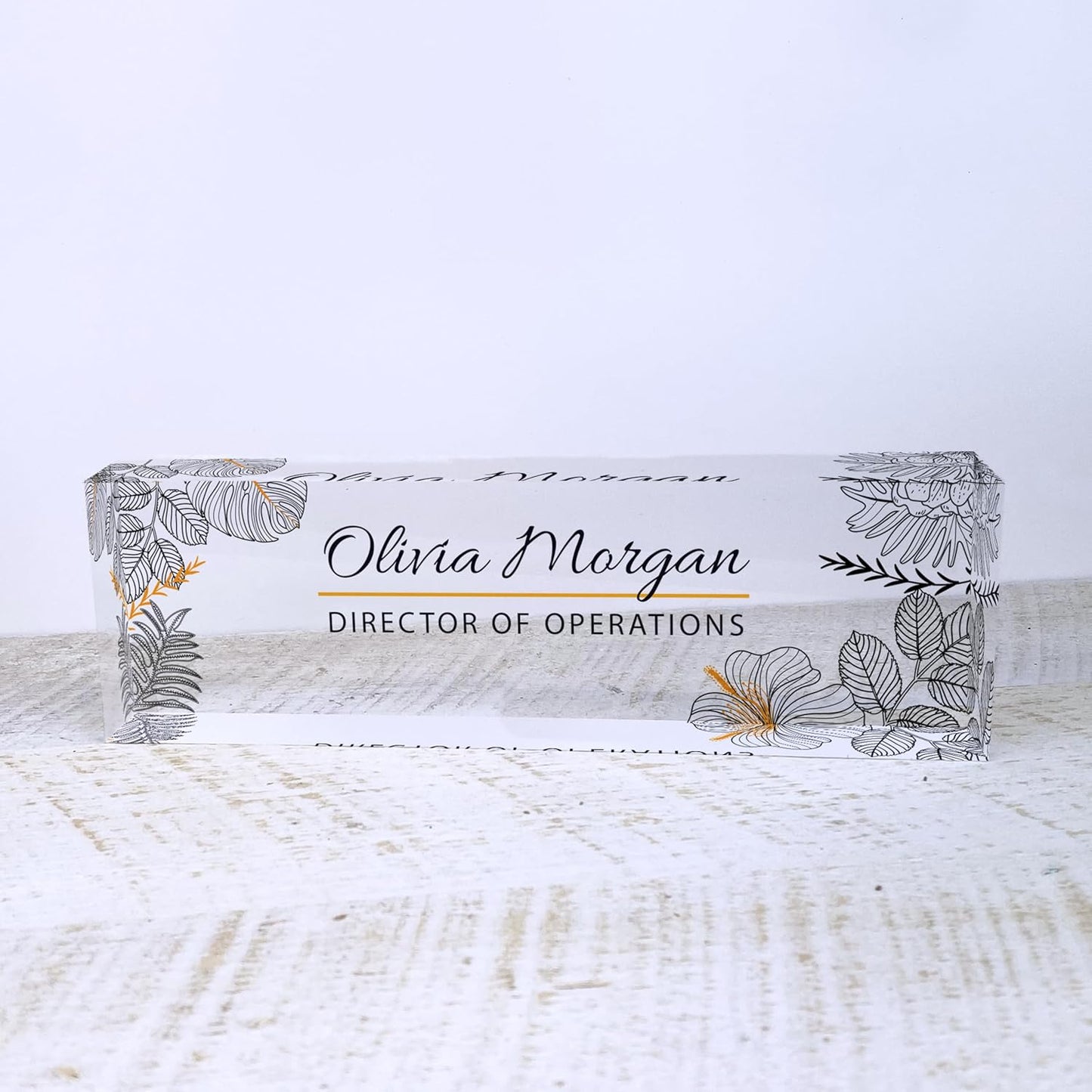 ARTBLOX | Personalized Name Plate for Desk, Custom Name Plate, Office Sign, Acrylic Desk Decor, Floral Name sign, Realtor Gift