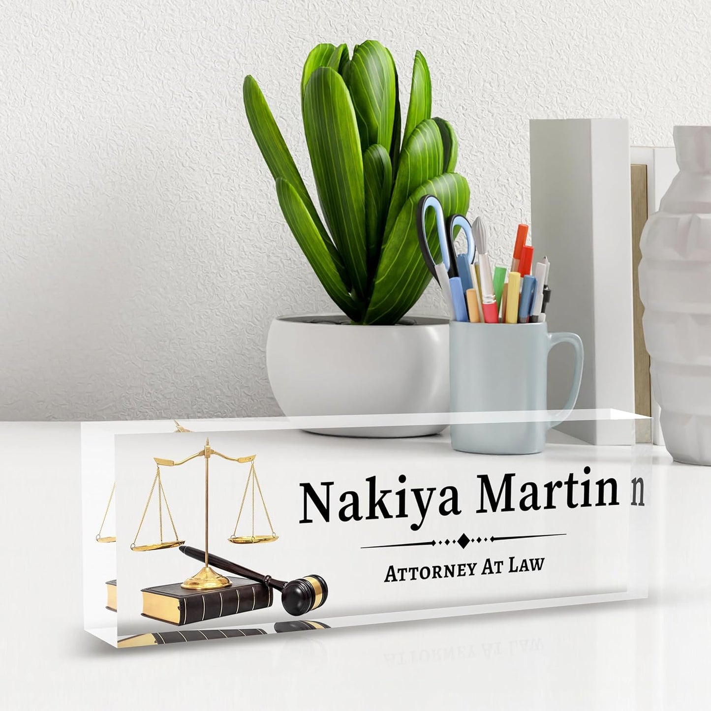 Desk Name Plate Personalized, Lawyer Name Plate for Desk, Office Desk Decor for Women & Men, Employee Appreciation Gifts Custom Office Gifts for Lawyer