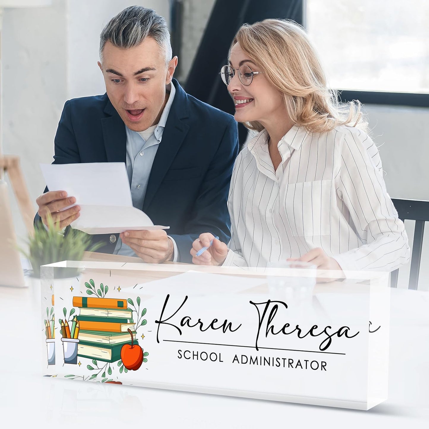 Custom Office Name Plate, Personalized Gifts for Women & Teachers, Office Desk Accessories