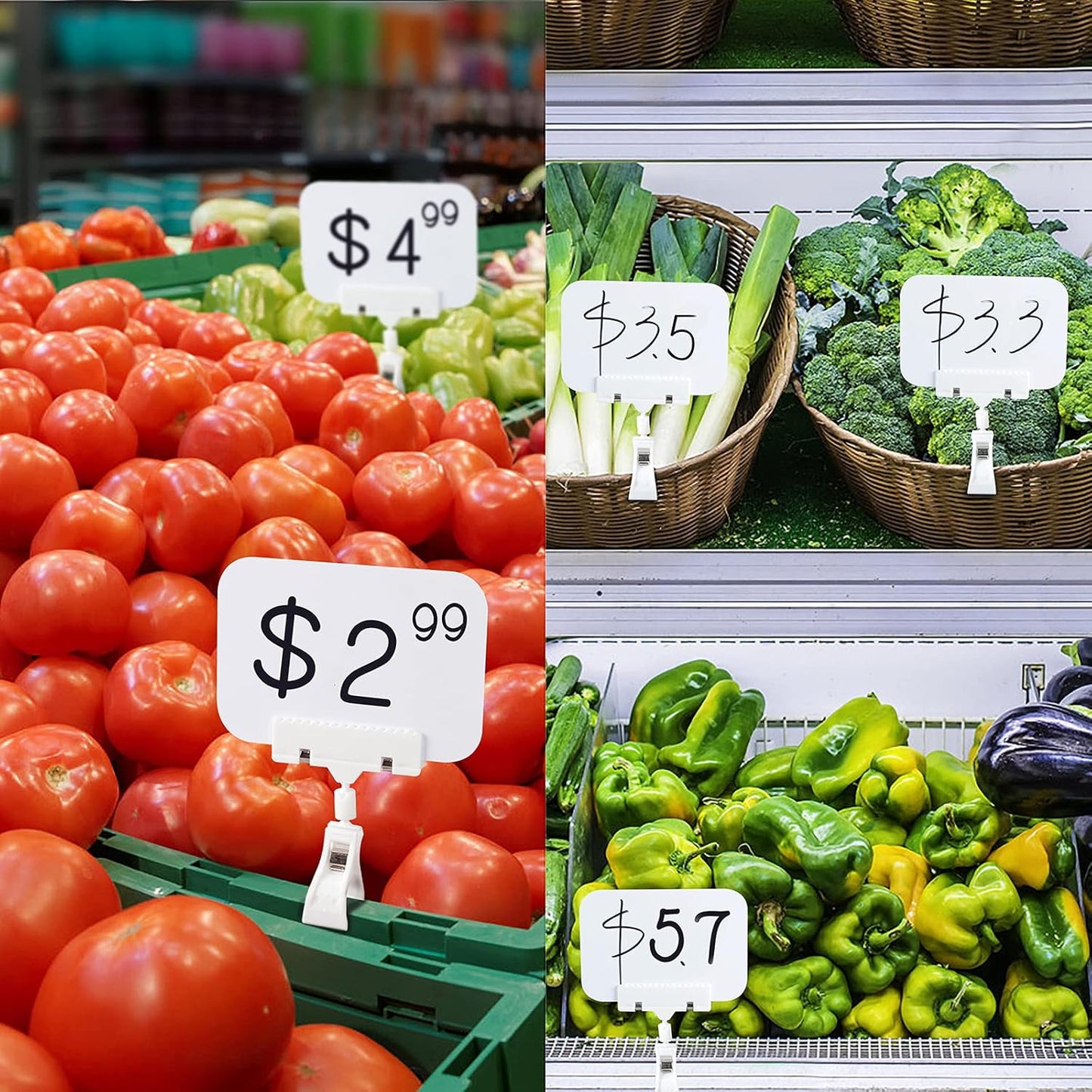 Mlici Mini Plastic Chalkboard Sign with Clip, 8 Pack Small Dry Erase Whiteboard 5.8 x 4.1 Inch - Double Sided Reusable Message Board for Kids, Classroom, Supermarket, Party - for Liquid Chalk Markers