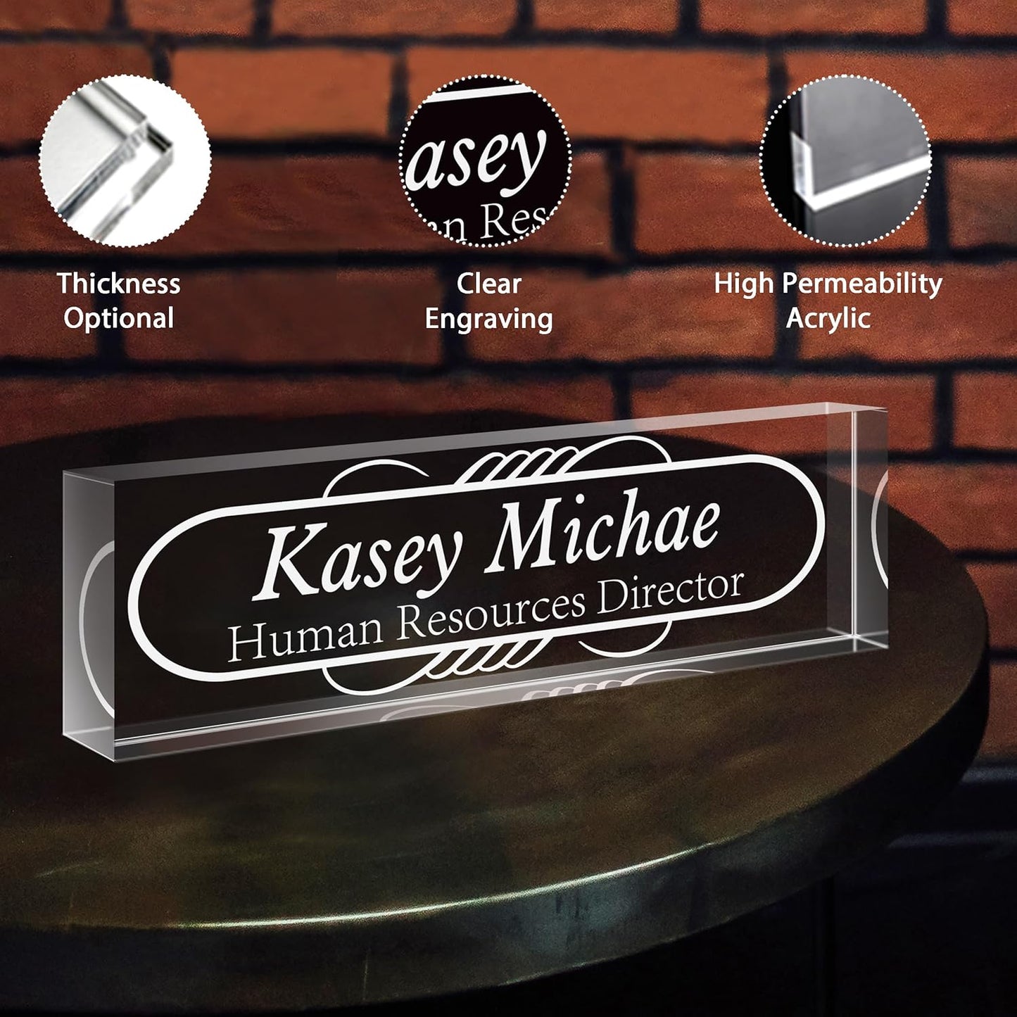 Personalized Name Plate for Desk - Custom Engraved Name Plates for Man - Boss Day Gifts for Boss - Acrylic Office Decor Appreciation Gifts for Teacher Nurse Coworker Social Worker (White 1)
