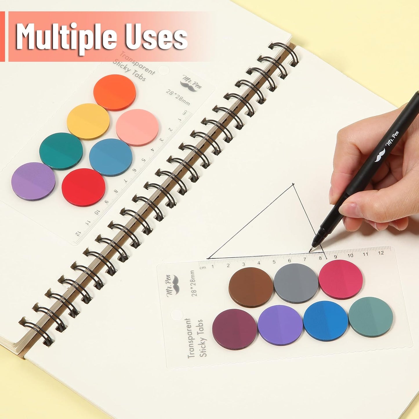 Mr. Pen- Transparent Sticky Note Set, 560Sheets, Colorful, Round Transparent Sticky Notes Set