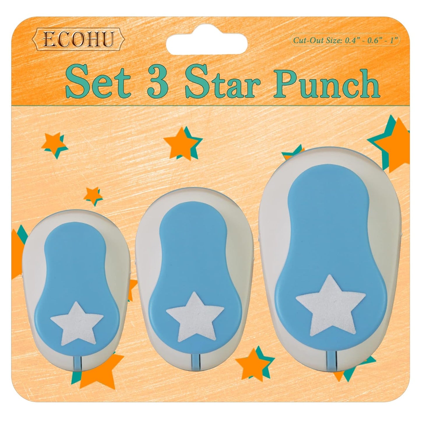 Set 3 Star Paper Punch 0.3'' / 0.63'' / 1'', Scrapbooking Hole Punches Crafting, Design for Office Supplies, Card Making, DIY Photo Album.