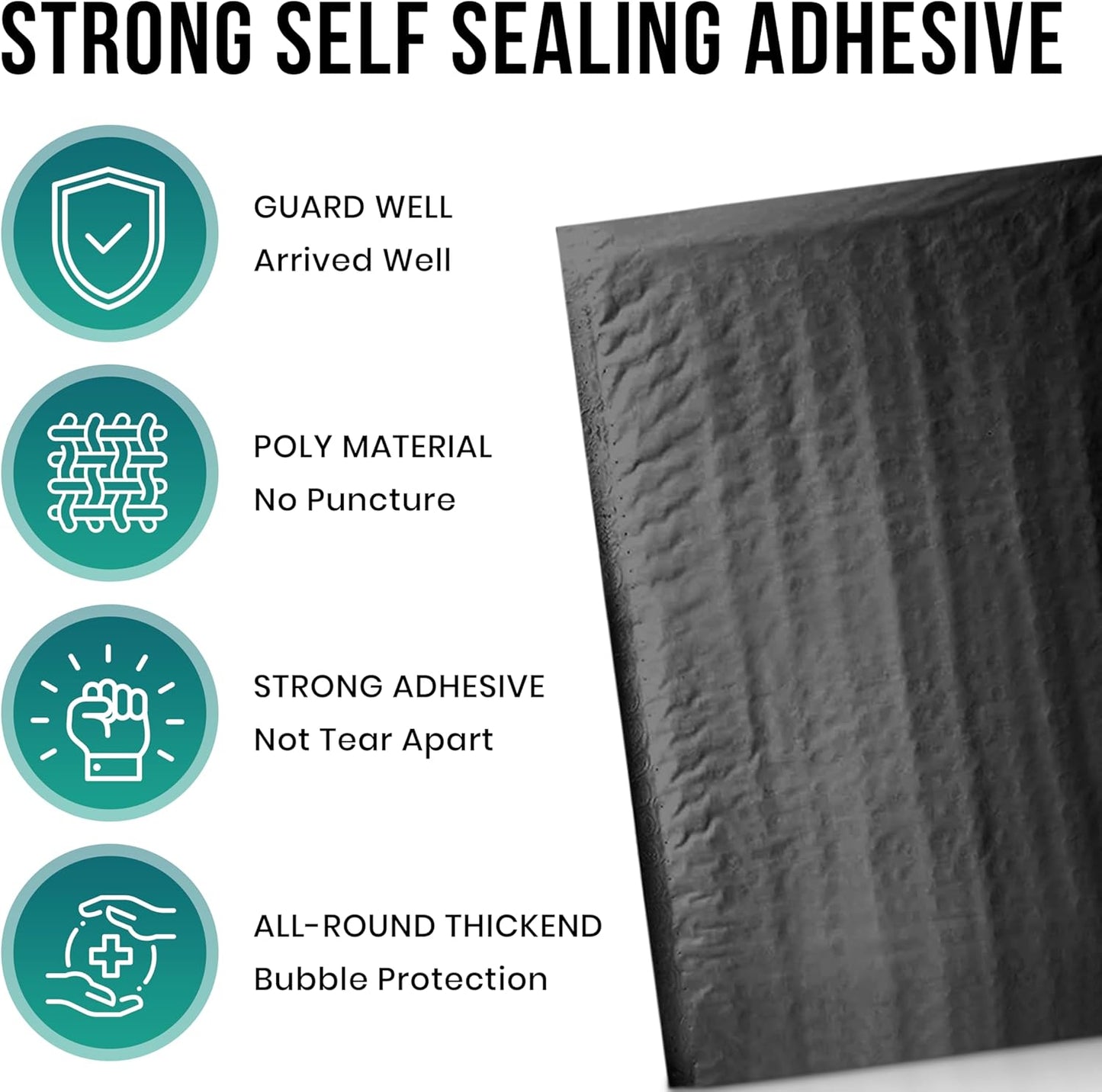 Levex - #0000 4" x 6" [5 Pack] Black Poly Bubble Mailers, Padded Envelope Mailers, Packing Envelope & Mailing Bags for Shipping