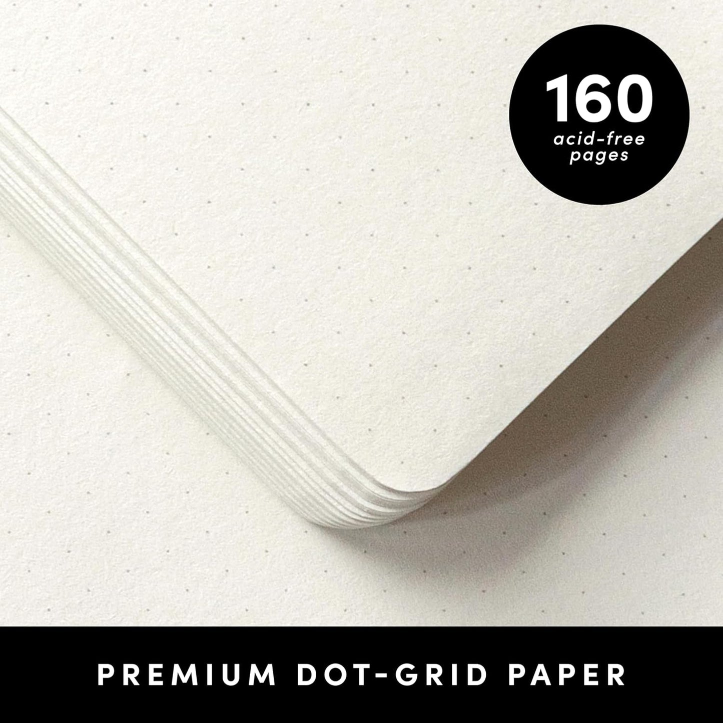 PAPERAGE Dotted Journal Notebook, (White), 160 Pages, Medium 5.6 in x 8 in - 100 GSM Thick Paper – Hardcover Journaling Notebook for Work, School & Bullet Journaling