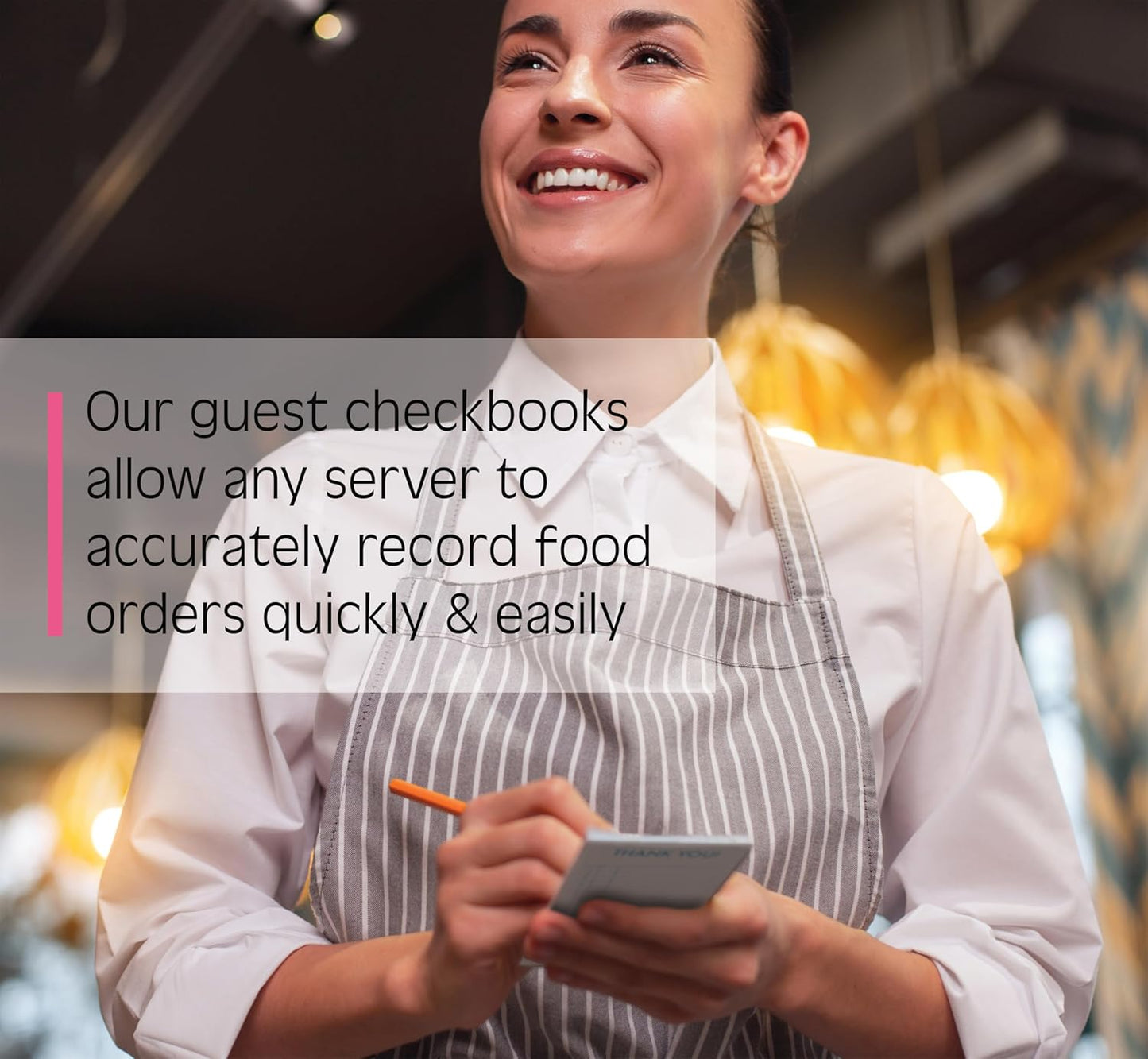 Guest Check Pads, Waitress Notepad for Restaurants, Server Pads, 50 Double-Sided Perforated Sheets, 2500 Total Sheets, 6.8" x 3.4", by Better Office Products (50 Pack)