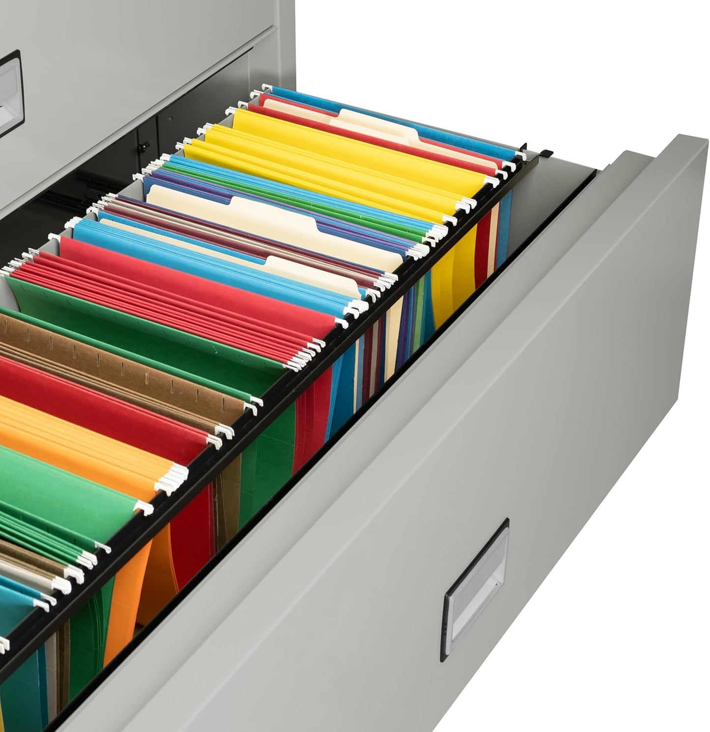 44 inch Wide 4-Drawer Lateral Fireproof File Cabinet – Legal and Letter Size Filing – Key Lock – Water Resistant – Fire Safe and Impact Rated – Light Gray Finish – Model LAT4W44LG