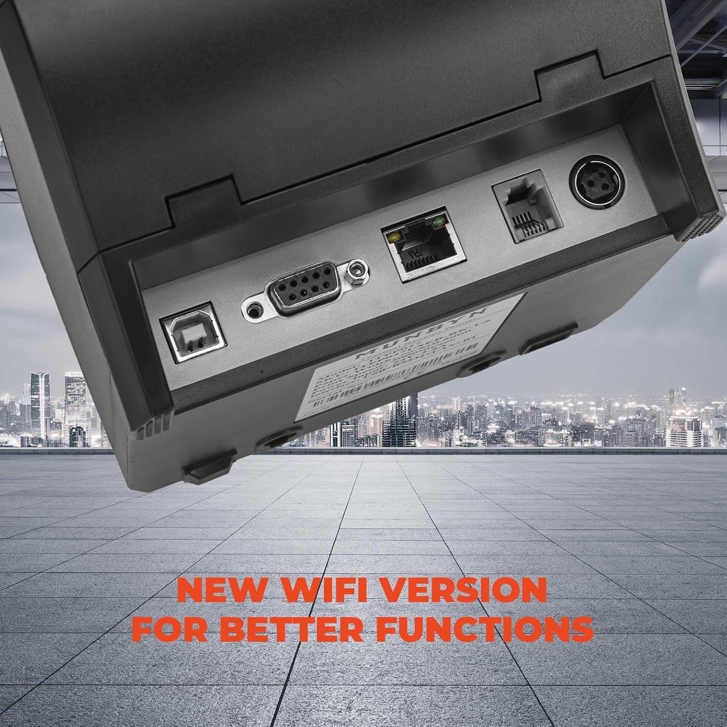 MUNBYN WiFi POS Receipt Printer, 80mm Thermal Receipt Printer with USB/LAN/RS232 Port,Compatible with Android/Windows/iOS, Retailer and Restaurant Kitchen Use, Wall Mount, Black