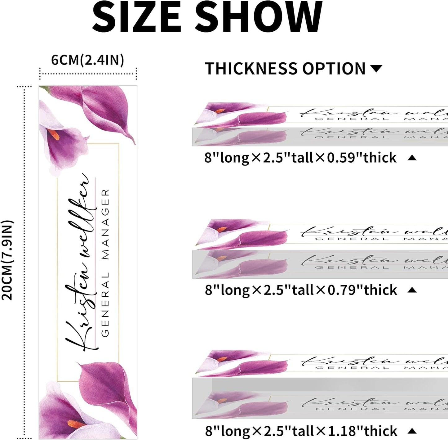 Desk Name Plate Personalized, Premium Purple Calla Lily Acrylic Desk Name Plate, Personalized Name Plate for Desk, Office Decor for Women or Men Coworkers, Boss, Employee, Teacher